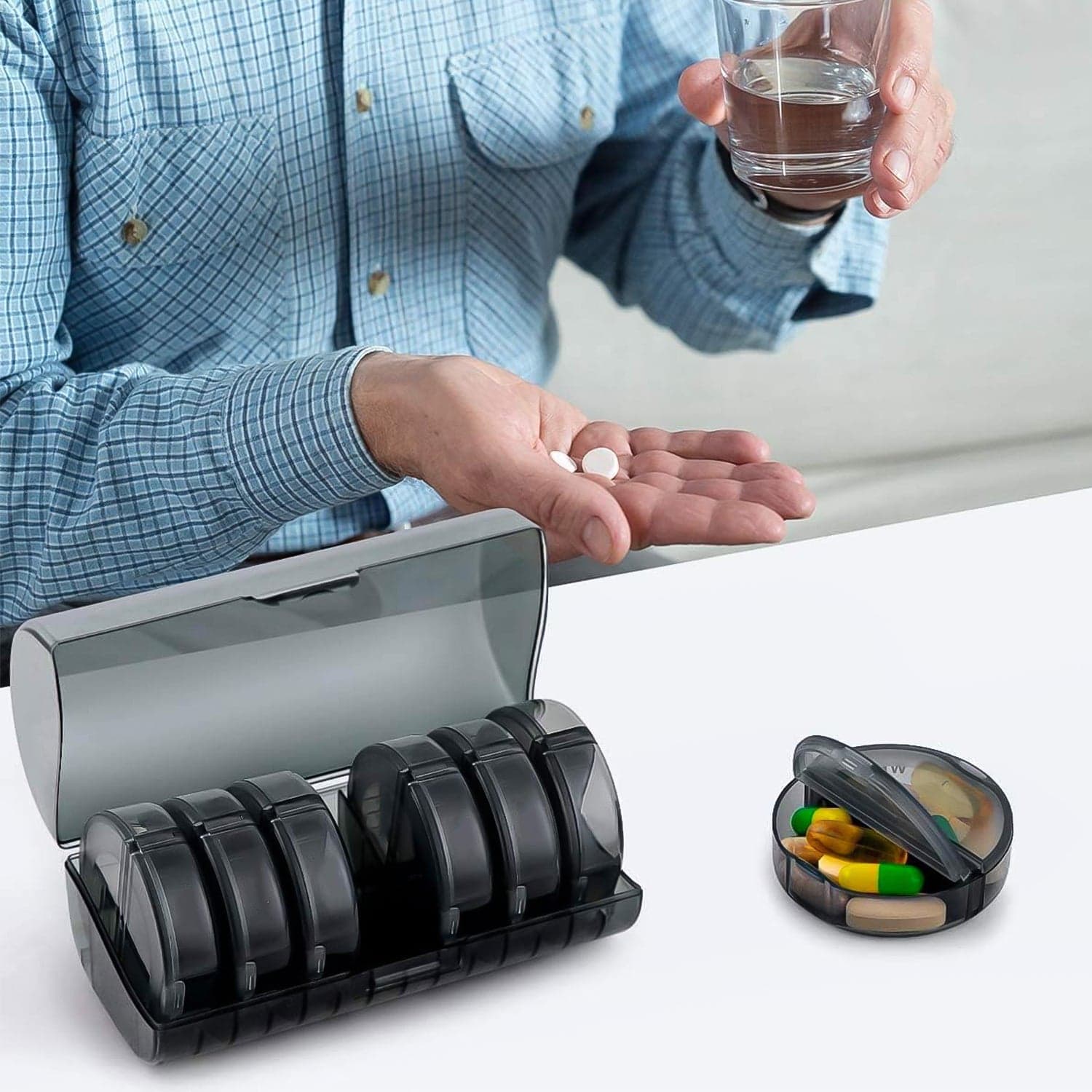 Weekly Pill Organizer 2 Times a Day Travel 7 Day Pill Box Twice a Day Daily Medicine Pill Case with Large Compartments thumbnail 6