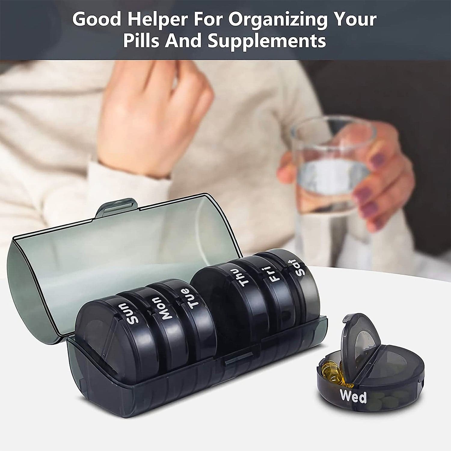 Weekly Pill Organizer 2 Times a Day Travel 7 Day Pill Box Twice a Day Daily Medicine Pill Case with Large Compartments thumbnail 8