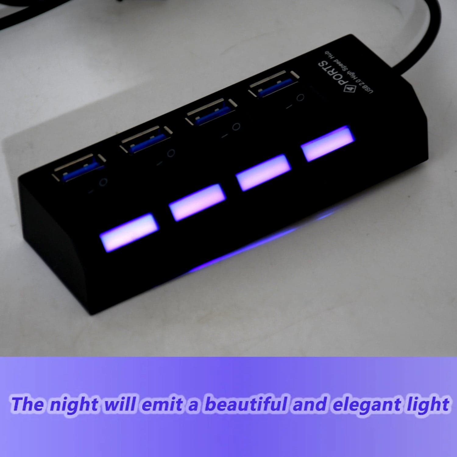 4 Port Usb, Hub Usb 2.0 Hub Splitter High Speed With On/Off Switch Multi Led Adapter Compatible With Tablet Laptop Computer Notebook thumbnail 3