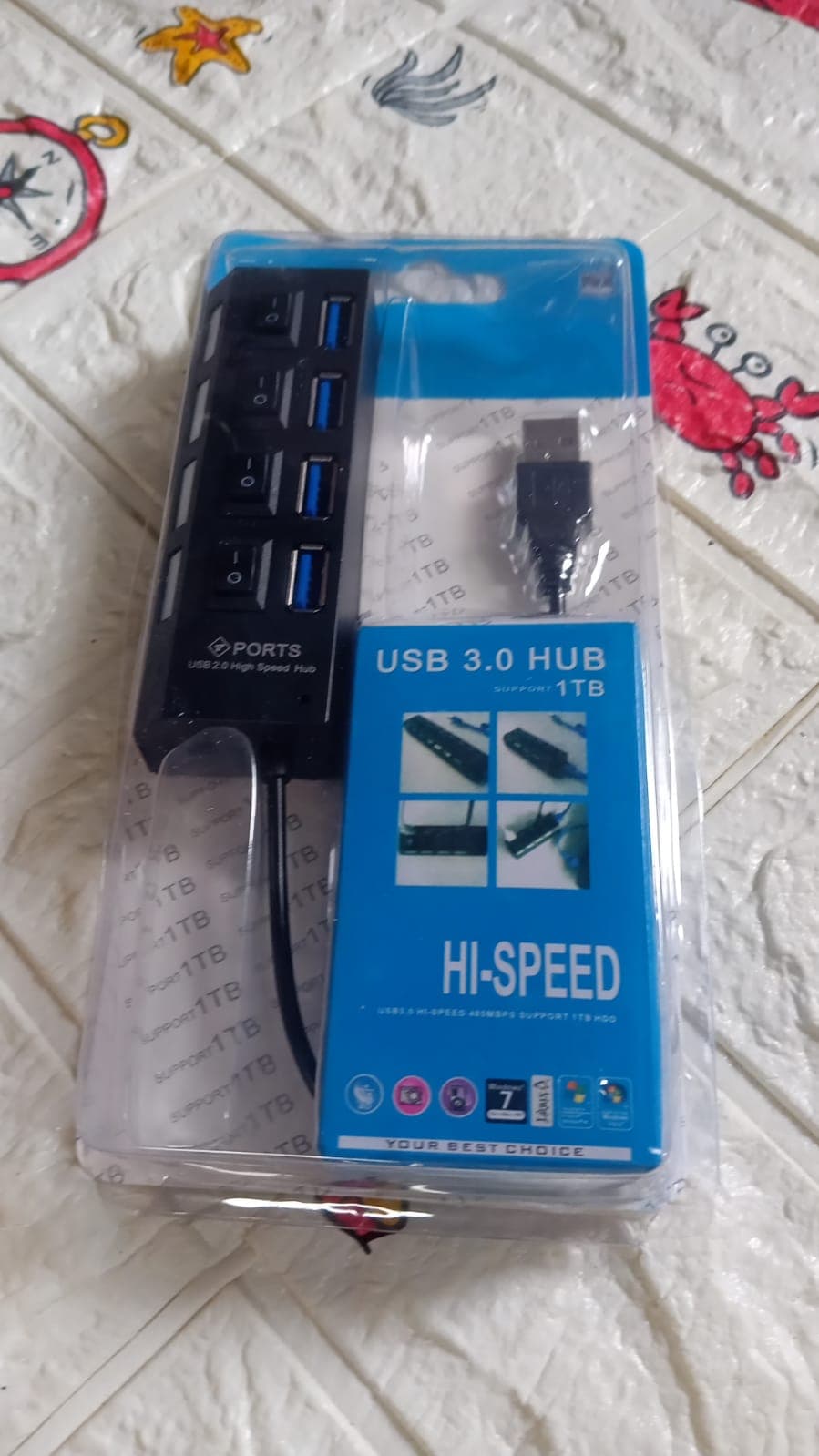 4 Port Usb, Hub Usb 2.0 Hub Splitter High Speed With On/Off Switch Multi Led Adapter Compatible With Tablet Laptop Computer Notebook thumbnail 7
