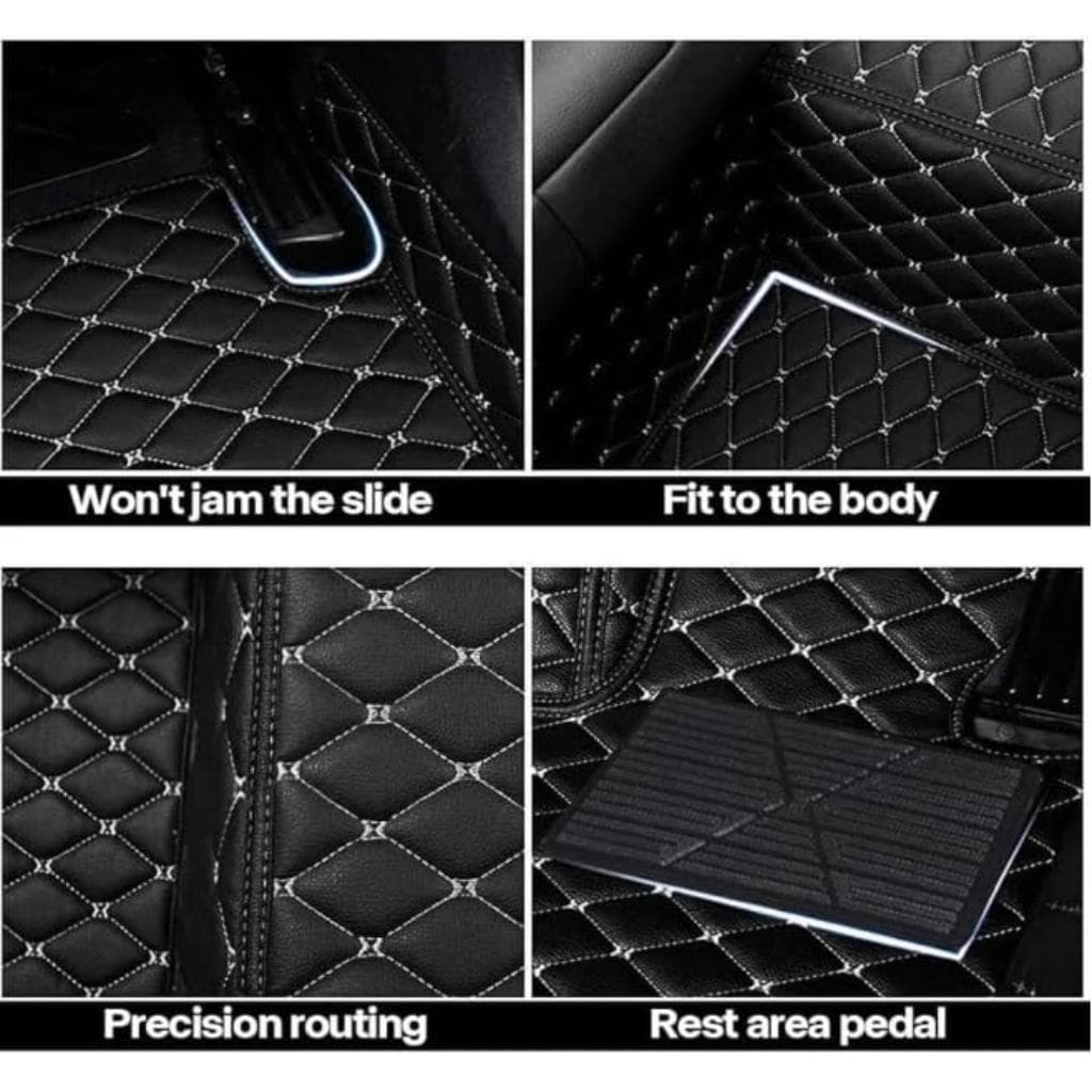 CAPDELL 7D Designer Car Floor Mats For Mahindra Thar Roxx Automatic – Luxury Leather Double Layer, Washable & Durable (3 Pieces, Tan-Golden Beige) thumbnail 7