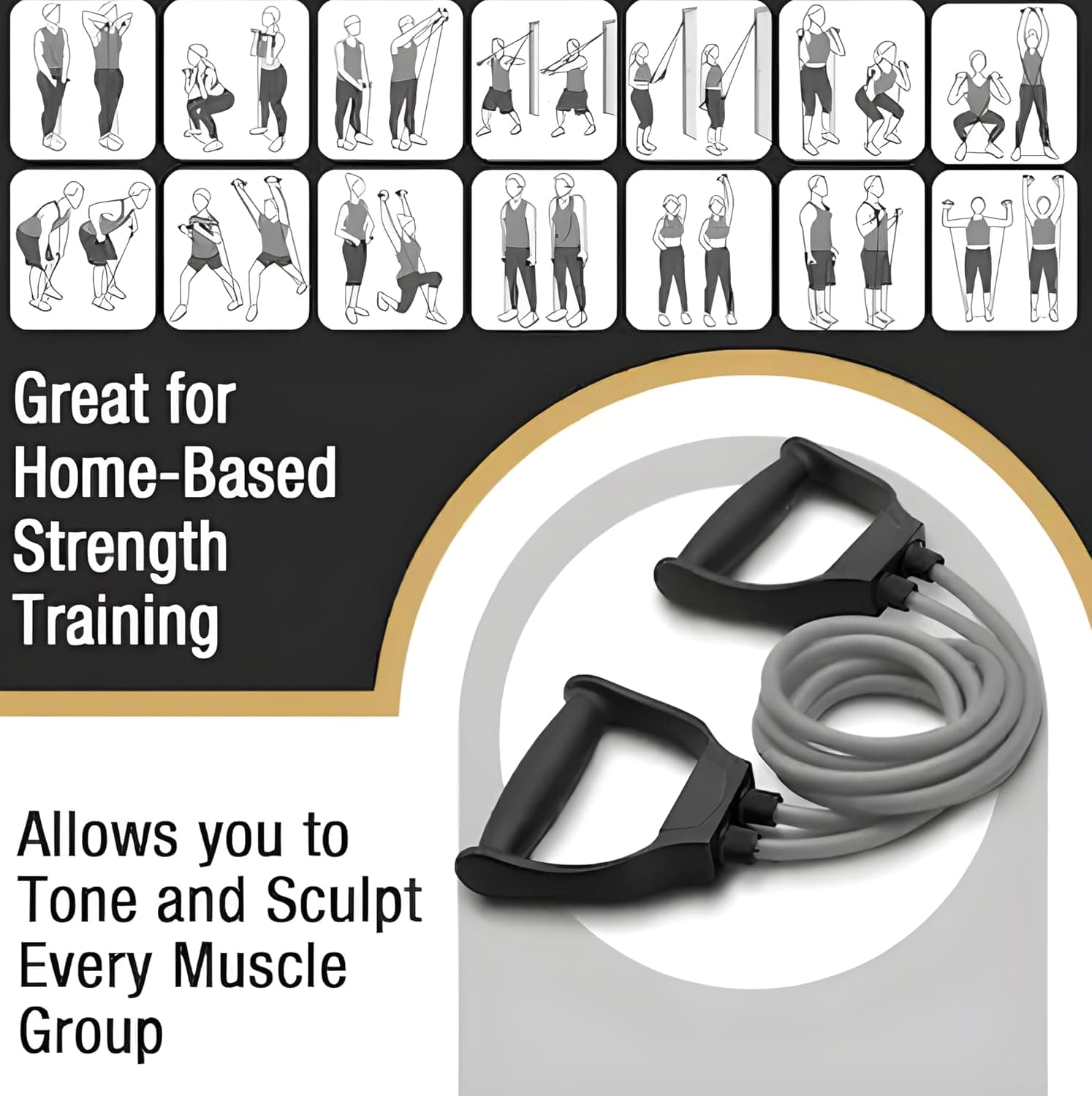 Resistance Tube Band With Handles – Elastic Fitness Band For Strength Training & Home Workout thumbnail 7