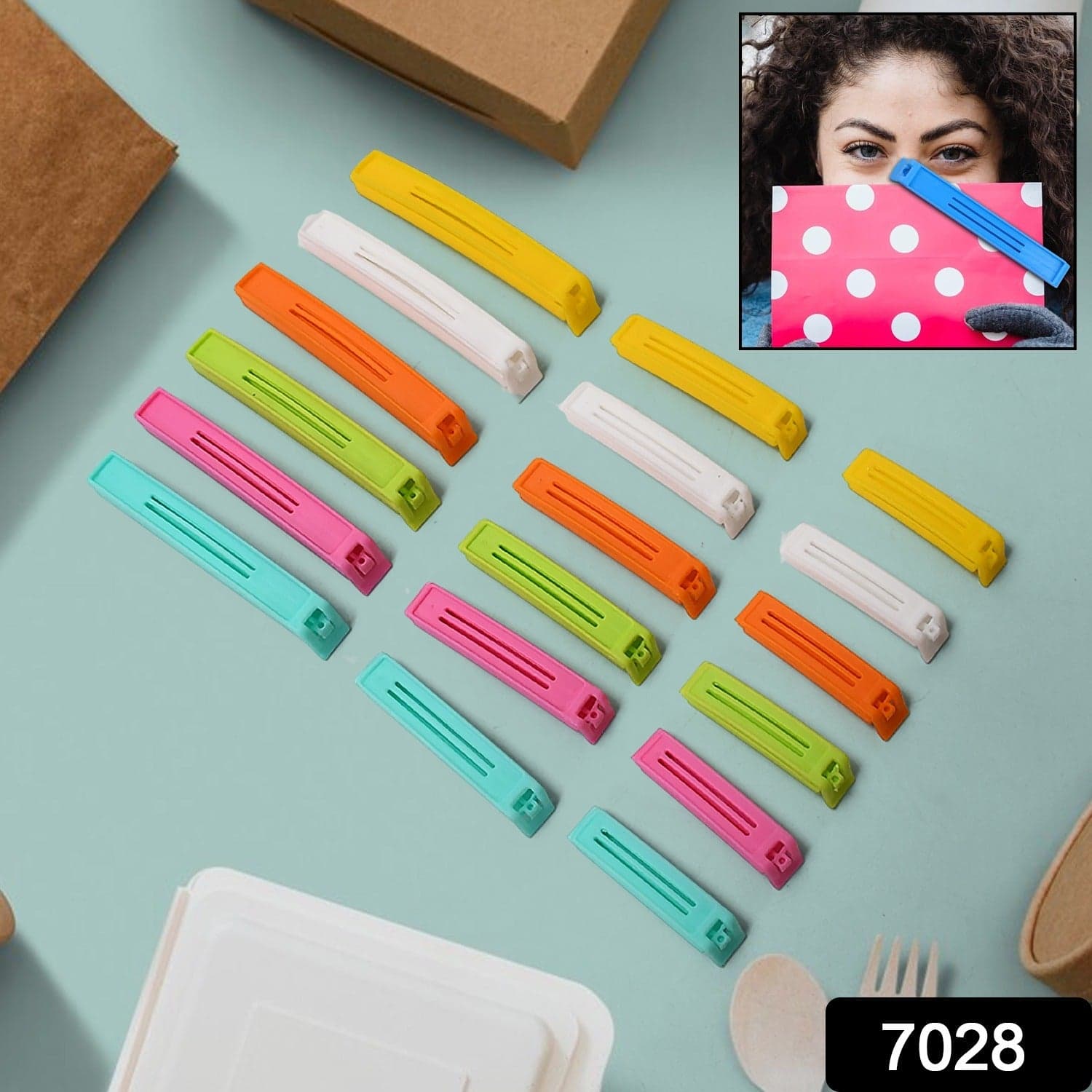Food Bag Clip Sealer of Airtight Plastic Clips for Snacks, Kitchen & Camping (18 Pc Set) thumbnail 2