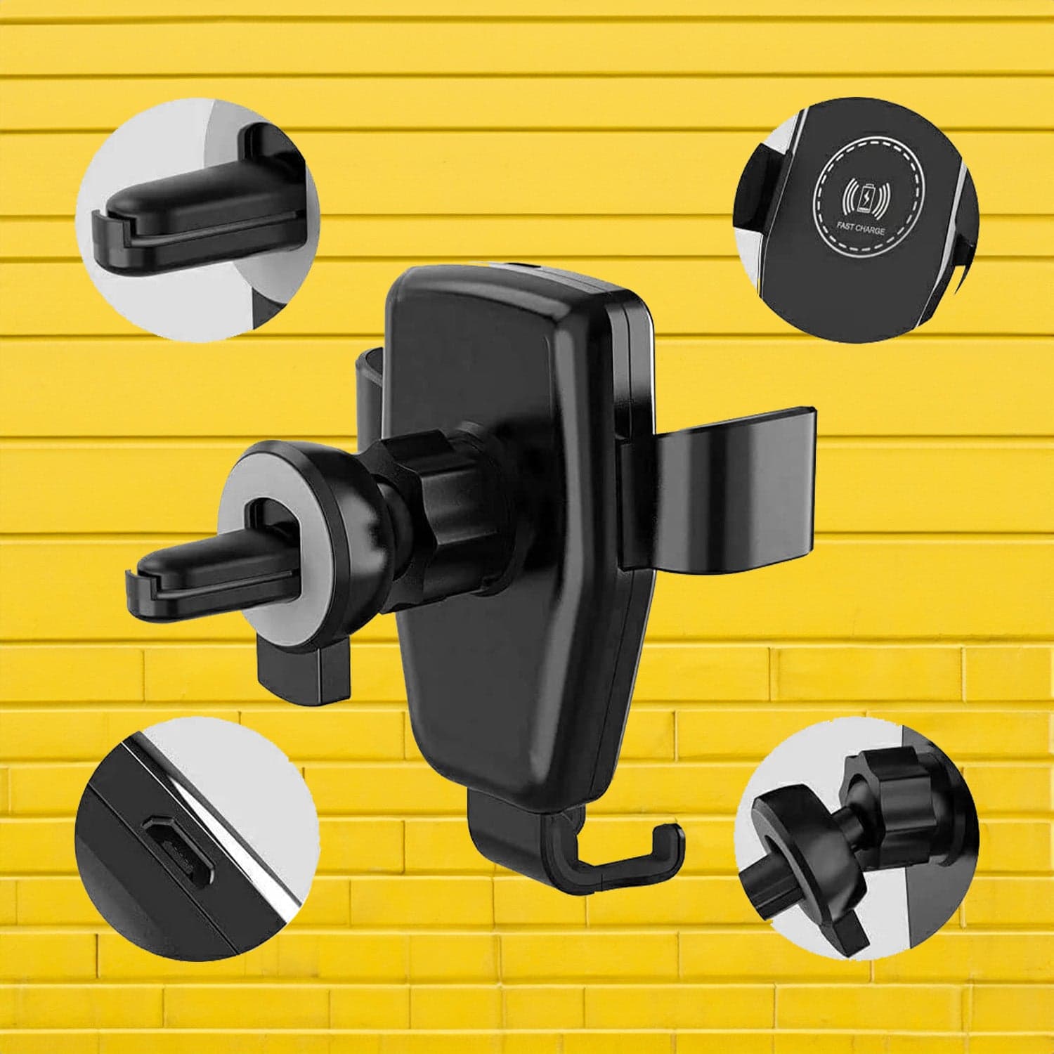 Car Phone Holder Wireless Car Charger 10W Qi Fast Charging Car Charger Gravity Auto Clamping 360‚° Rotation Air Vent Car Mount Holder thumbnail 4
