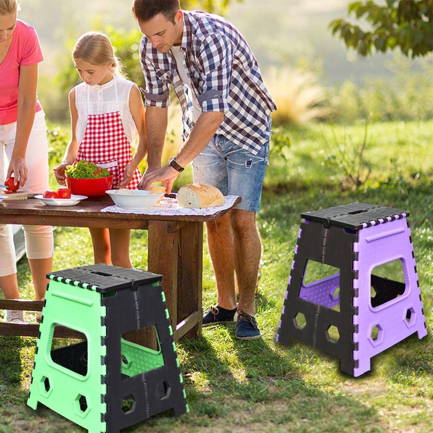 1pc 18inch Folding Stool for Adults and Kids, Also For Kitchen Stepping With (Brown Box) thumbnail 4