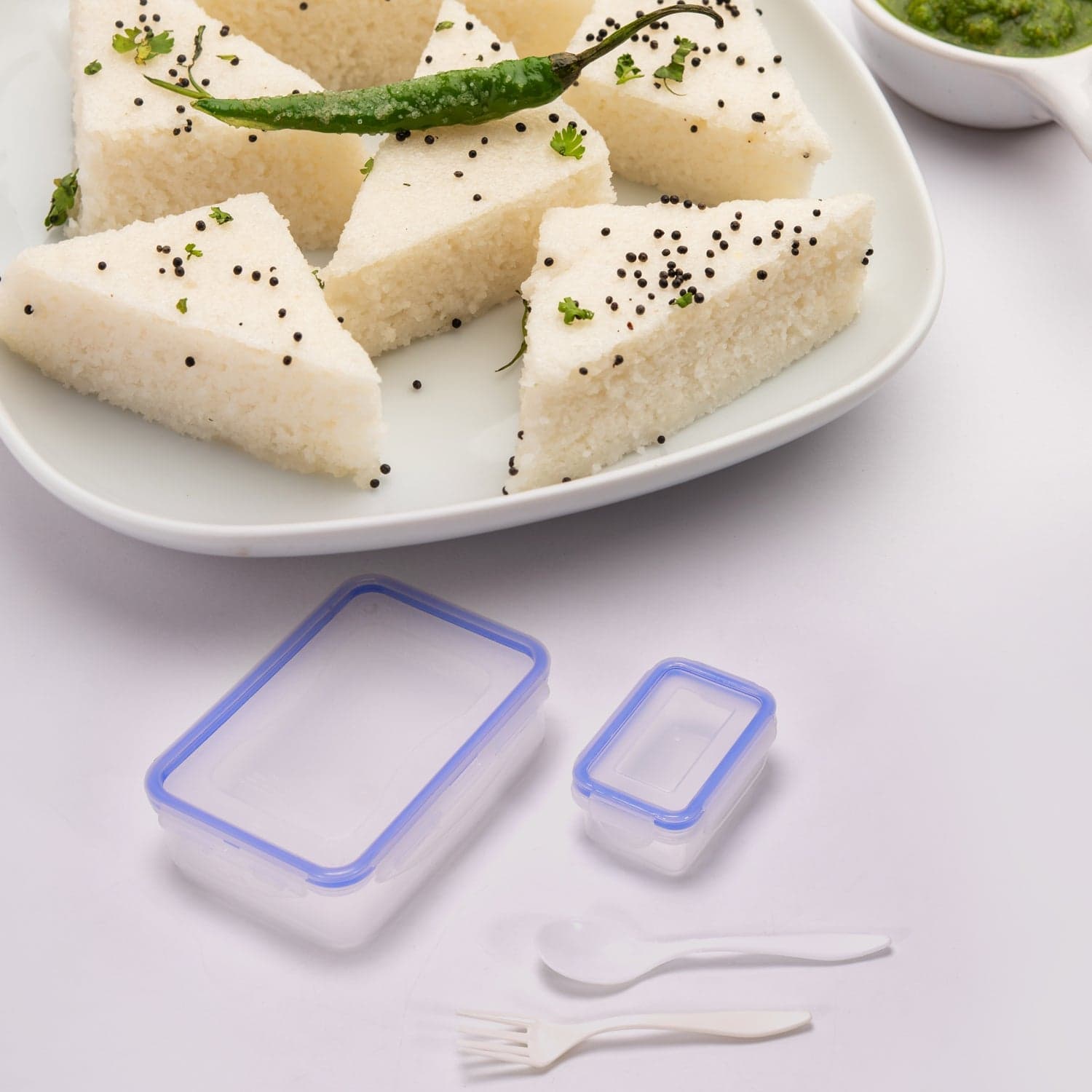 Multipurpose Air Tight 4 Side Lock Food Grade Lunch Box With Small Square Container thumbnail 1