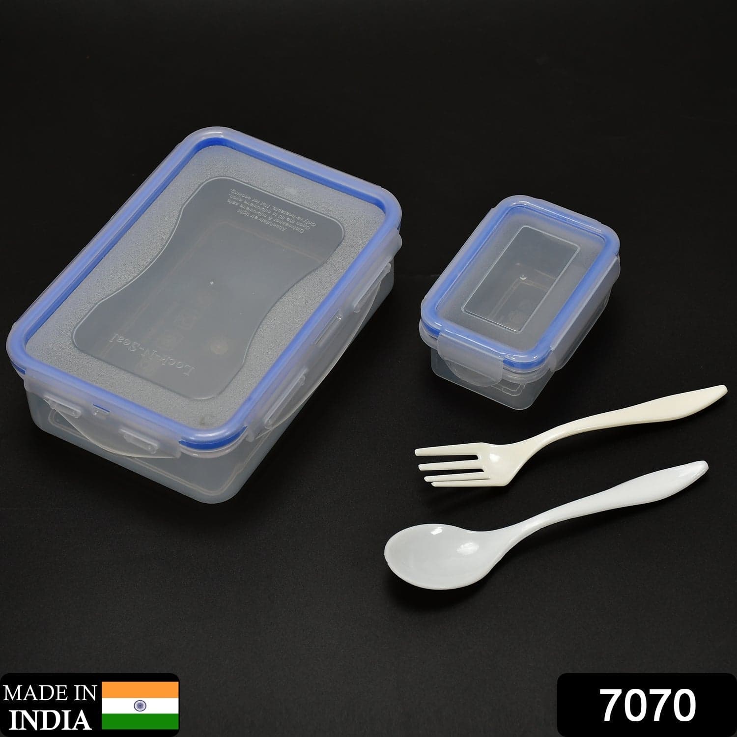 Multipurpose Air Tight 4 Side Lock Food Grade Lunch Box With Small Square Container thumbnail 2