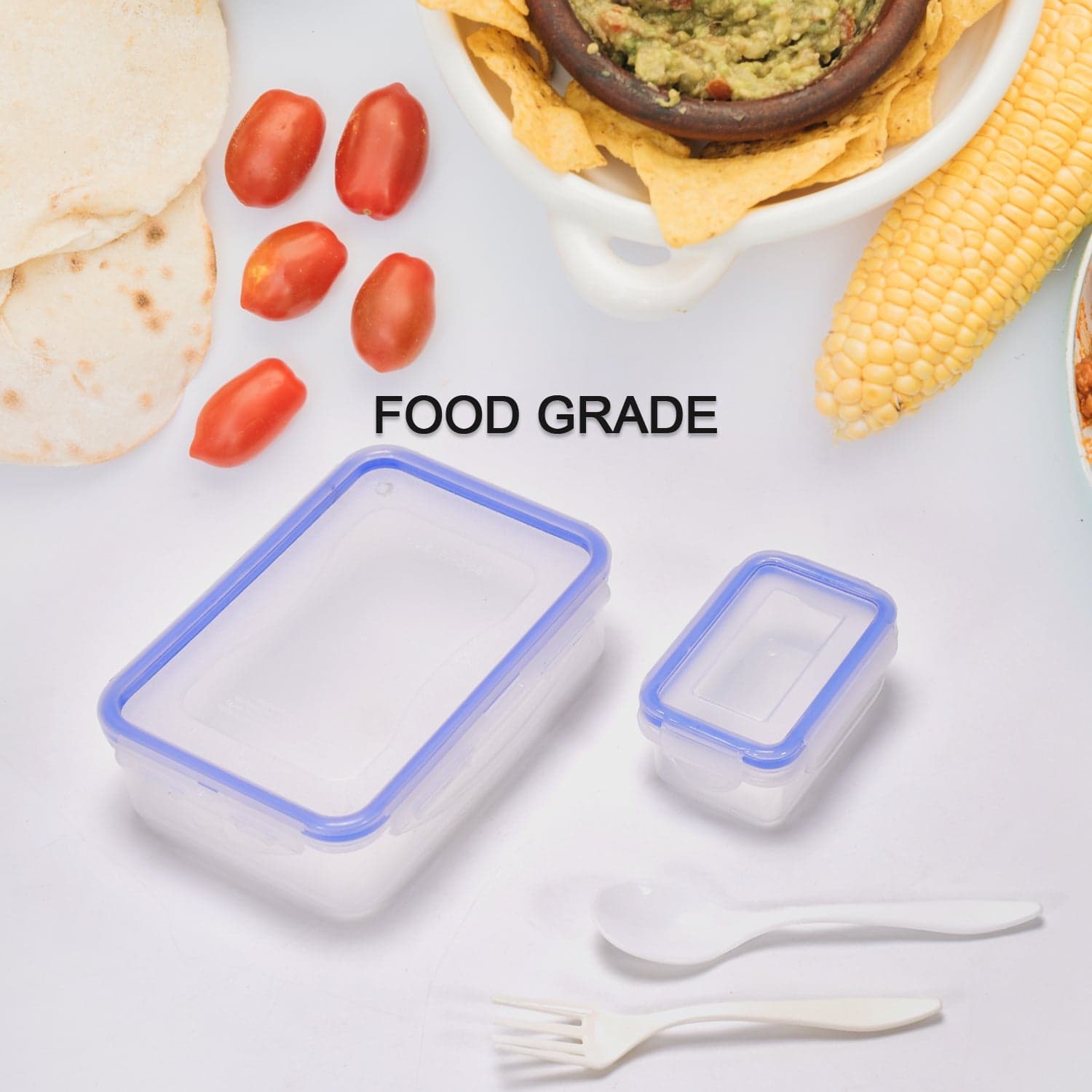 Multipurpose Air Tight 4 Side Lock Food Grade Lunch Box With Small Square Container thumbnail 3