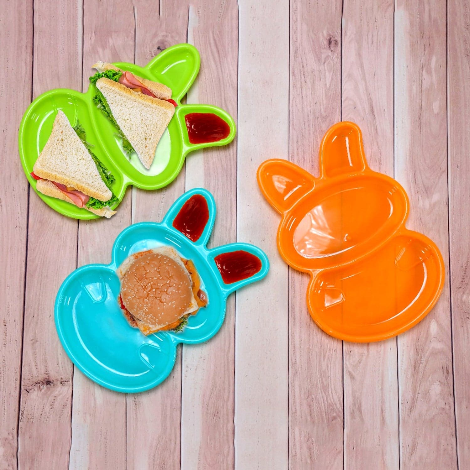 6-Piece Rabbit Shape Dish Set for Kids (Multicolor) thumbnail 1