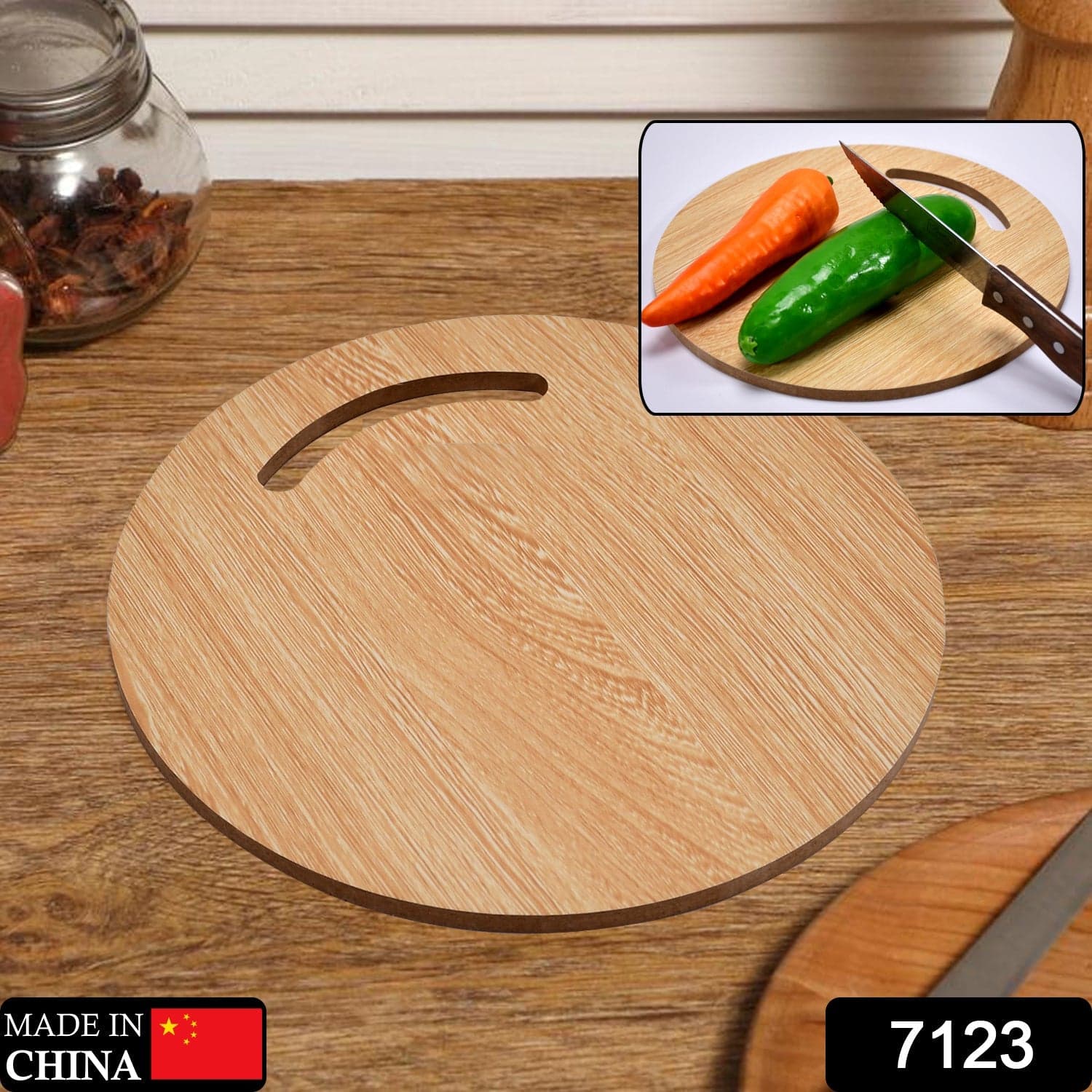 Wooden Round Chopping Board For Chopping Fruit & Vegetable thumbnail 2