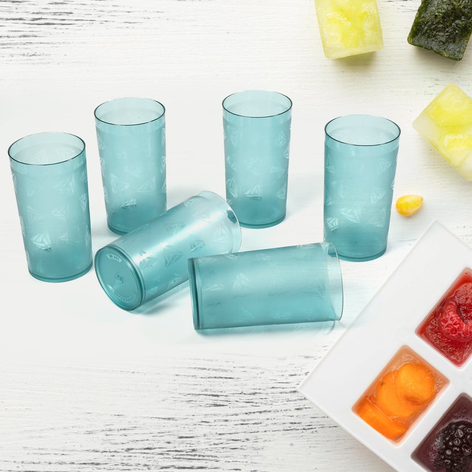 Round Plastic Water Glass Juice Beer Wine Plastic Unbreakable Transparent Glass Set ( 300ml 6pc ) thumbnail 1