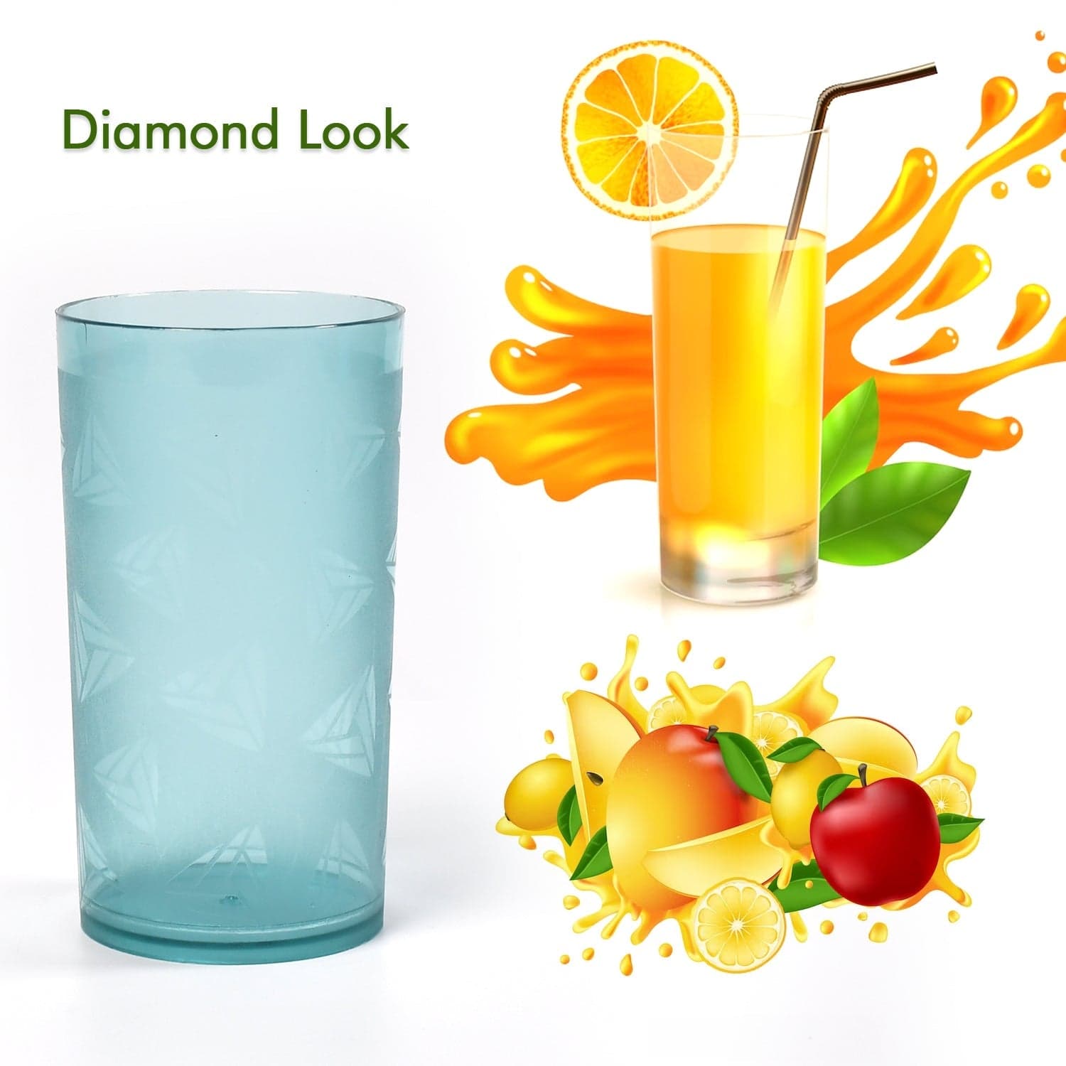 Round Plastic Water Glass Juice Beer Wine Plastic Unbreakable Transparent Glass Set ( 300ml 6pc ) thumbnail 6