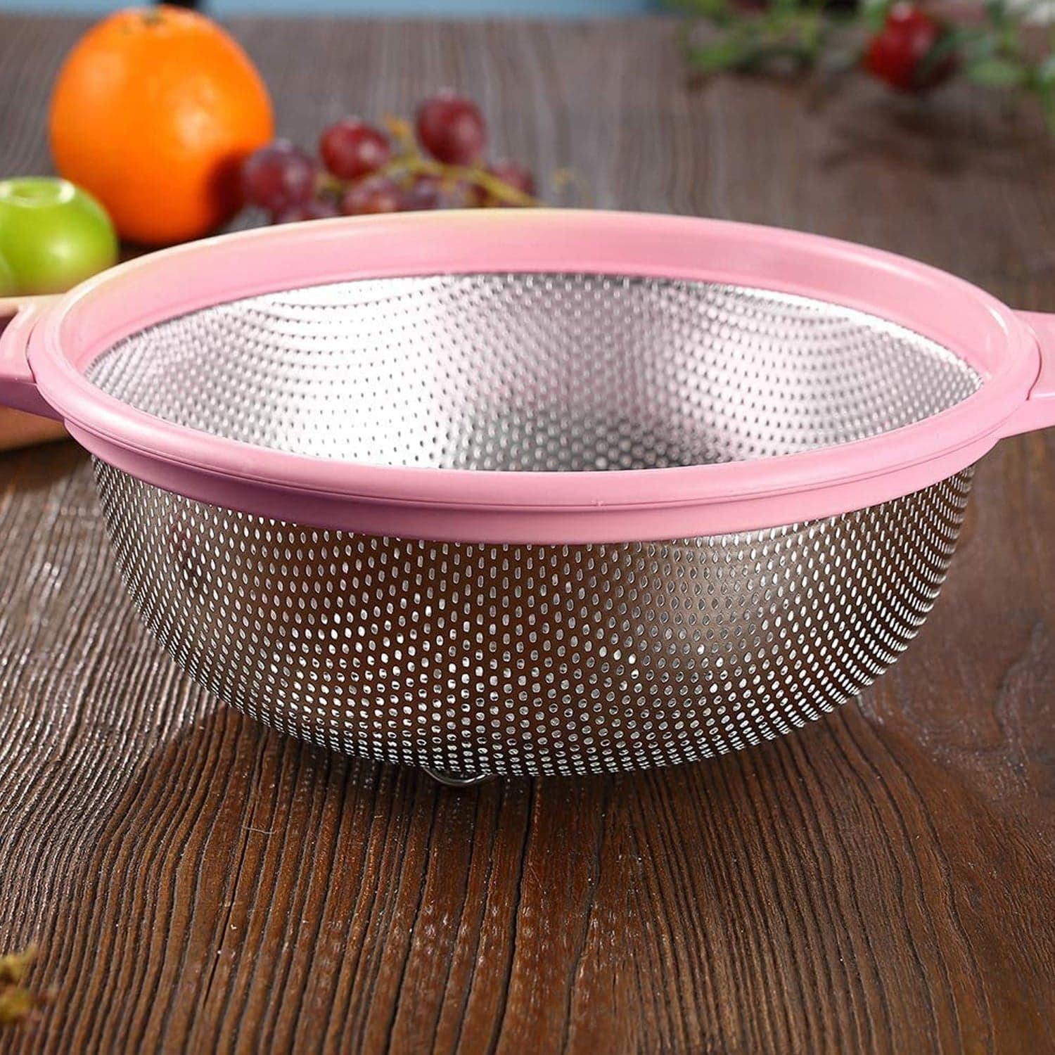 Stainless Steel Colander With Handle, Large Metal Green Strainer For Pasta, Spaghetti, Berry, Veggies, Fruits, Kitchen Food Colander, Dishwasher Safe thumbnail 3