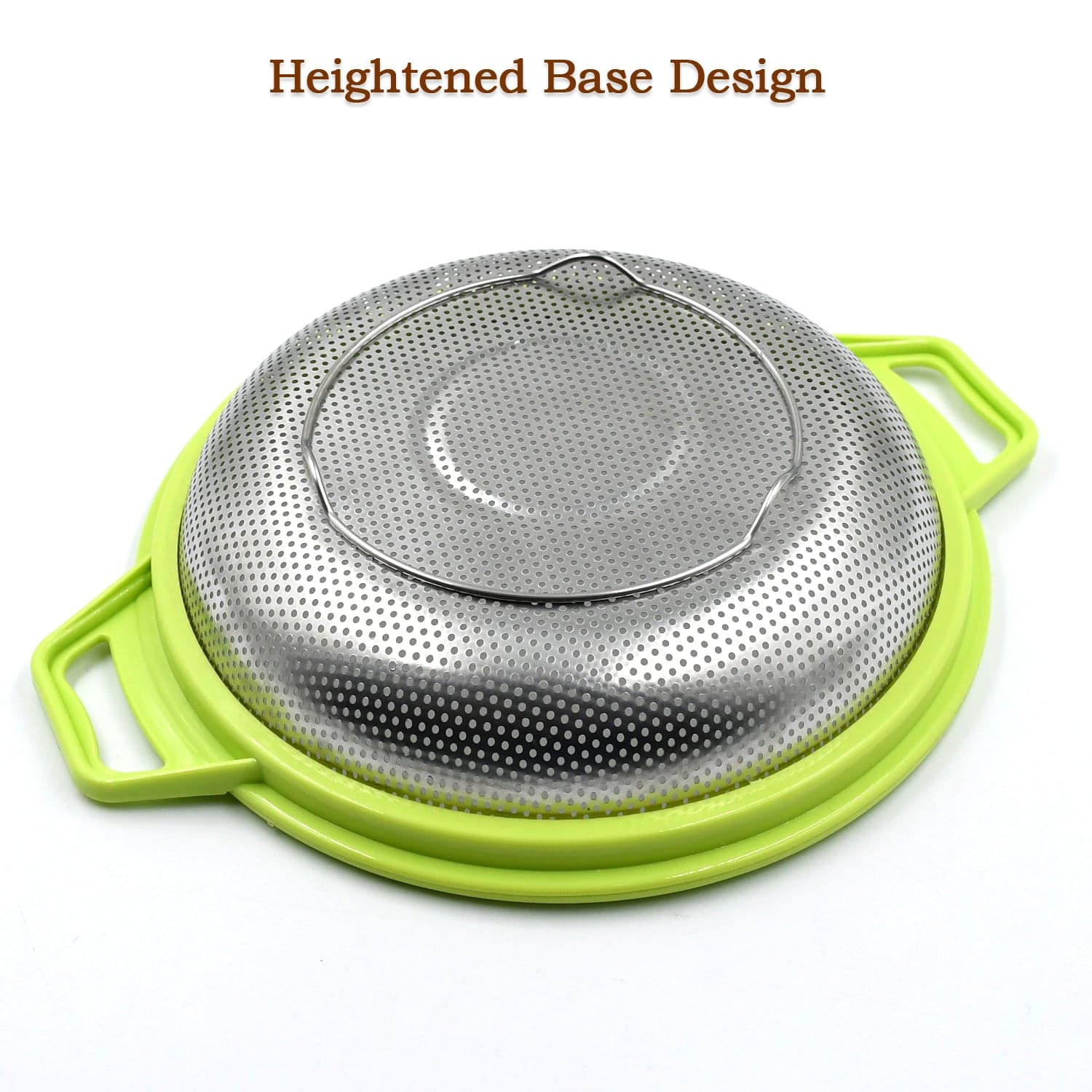 Stainless Steel Colander With Handle, Large Metal Green Strainer For Pasta, Spaghetti, Berry, Veggies, Fruits, Kitchen Food Colander, Dishwasher Safe thumbnail 4