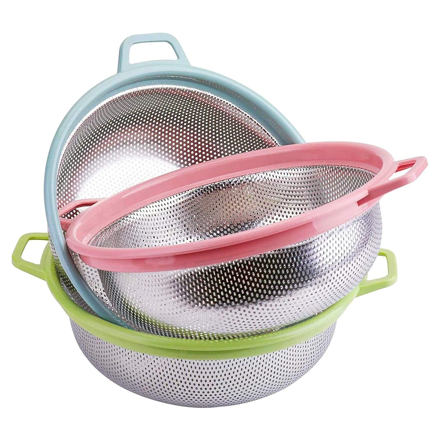 Stainless Steel Colander with Handle - Large Metal Mesh Basket Strainer (1 pc) thumbnail 6