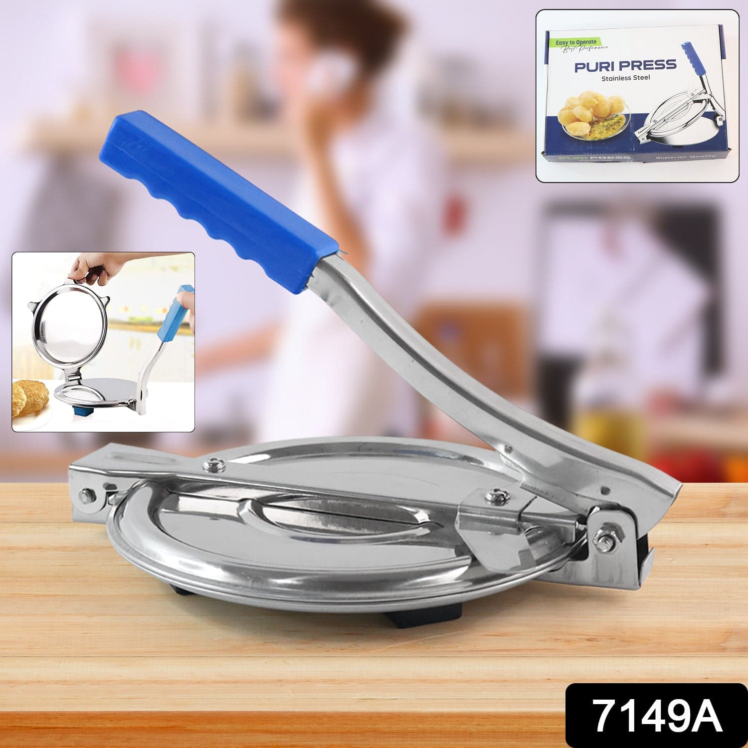 Puri Press Maker - Stainless Steel Puri Maker Press Machine - Roti Chapati Presser For Home -Khakhra- Puri Maker Press Machine With Handle thumbnail 2
