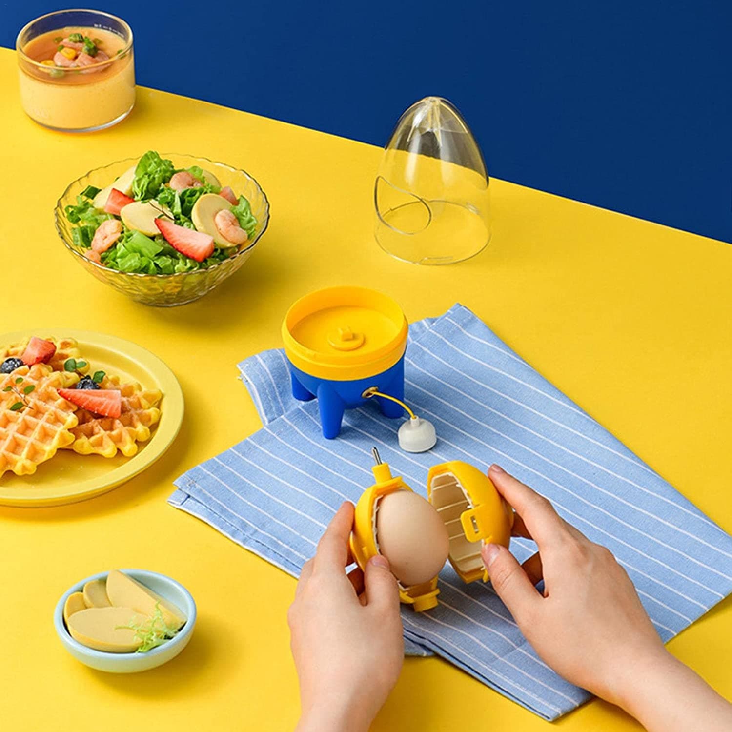 Manual Golden Egg Puller Scrambler Household White Yolk Mixer Kitchen Tool Mix Manual Scrambler Convenient Without Breaking Eggs. thumbnail 1