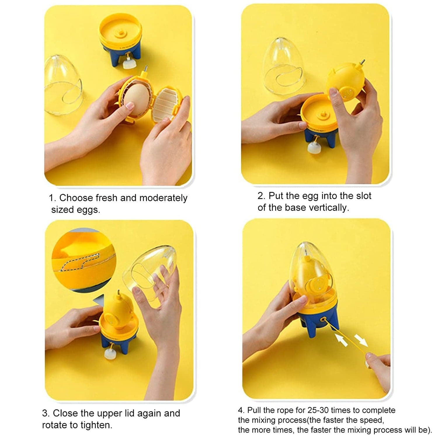 Manual Golden Egg Puller Scrambler Household White Yolk Mixer Kitchen Tool Mix Manual Scrambler Convenient Without Breaking Eggs. thumbnail 8