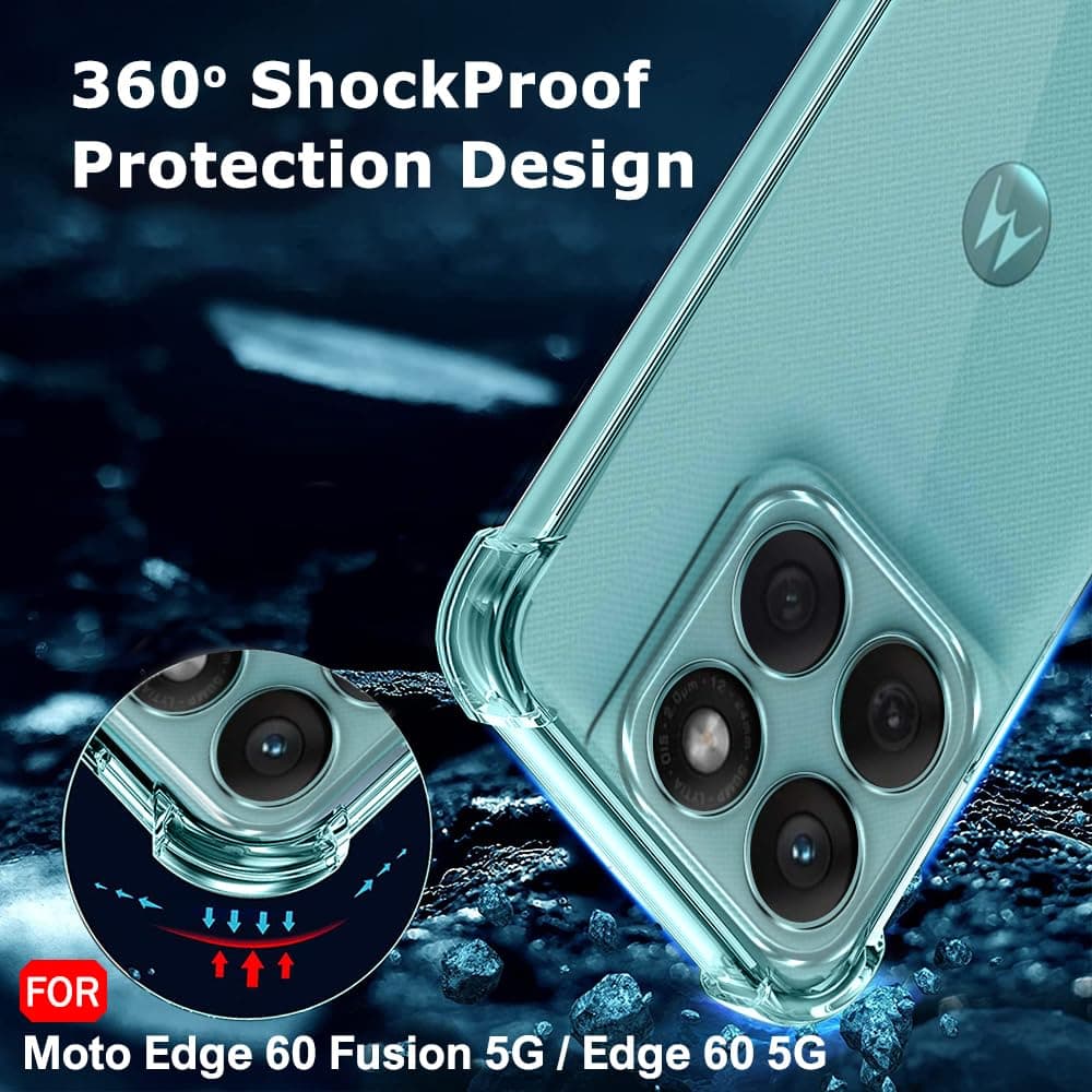 Transparent Crystal Clear Back Cover Case For Motorola Moto Edge 60 Fusion 5G / Edge 60 5G | Shockproof Soft TPU Case | Cushioned Edges For Ultimate Protection Back Case (TPU, Transparent) thumbnail 7