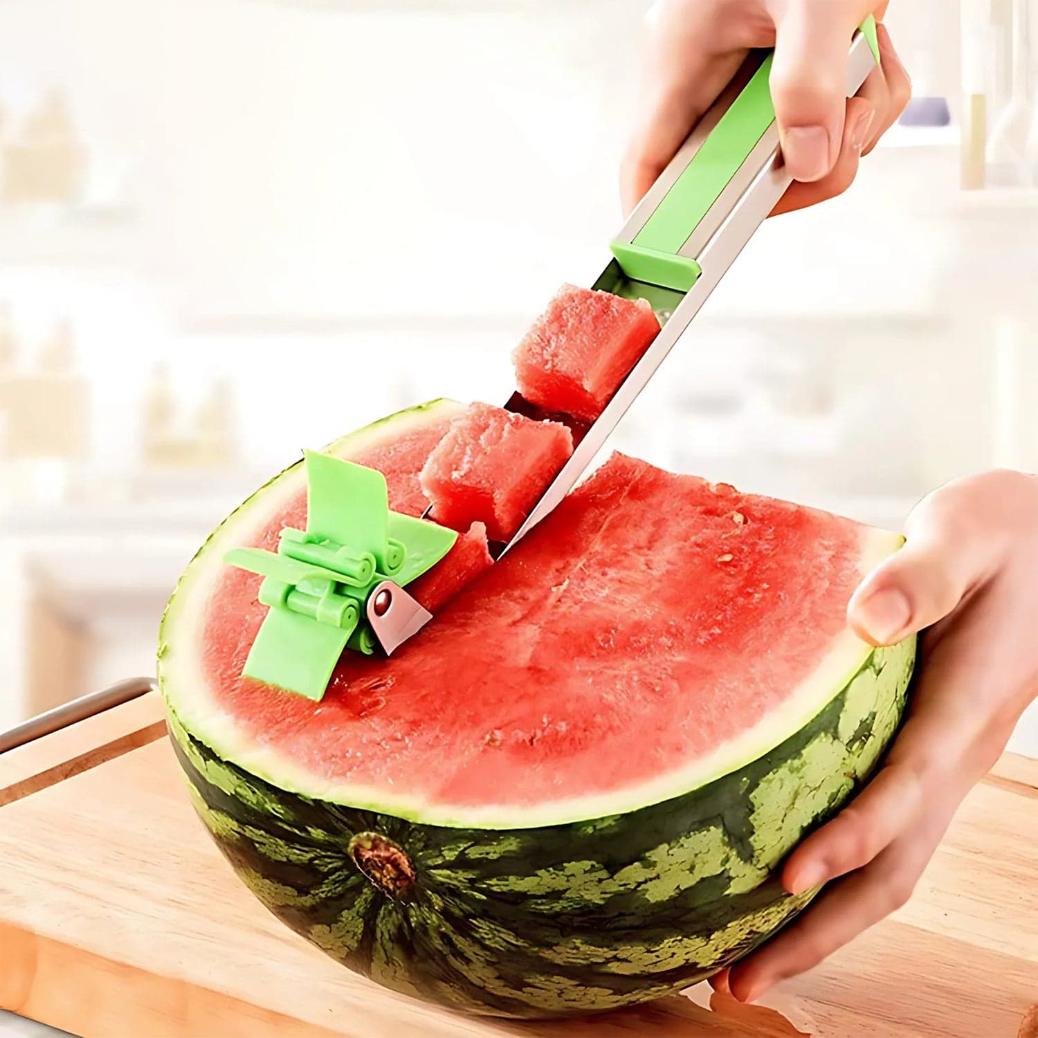 Stainless Steel Washable Watermelon Cutter of Windmill Slicer & Peeler thumbnail 1