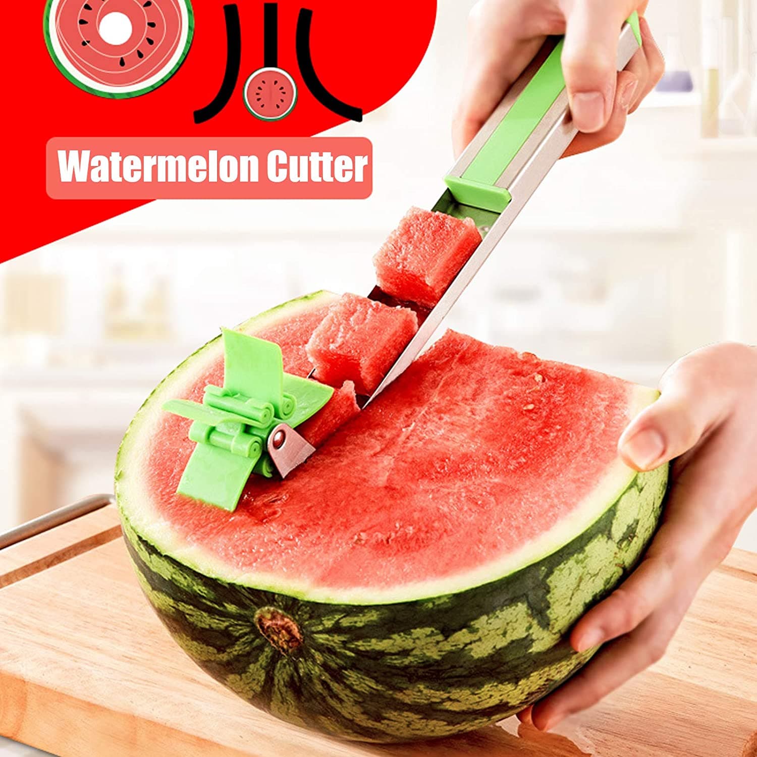 Stainless Steel Washable Watermelon Cutter of Windmill Slicer & Peeler thumbnail 4