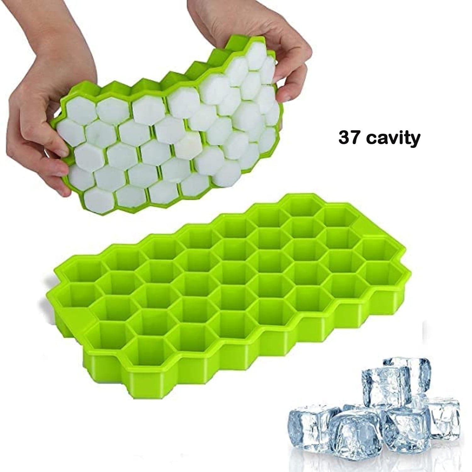 Flexible Silicone Ice Cube Tray, 37 Small Cubes , Fridge Use thumbnail 6
