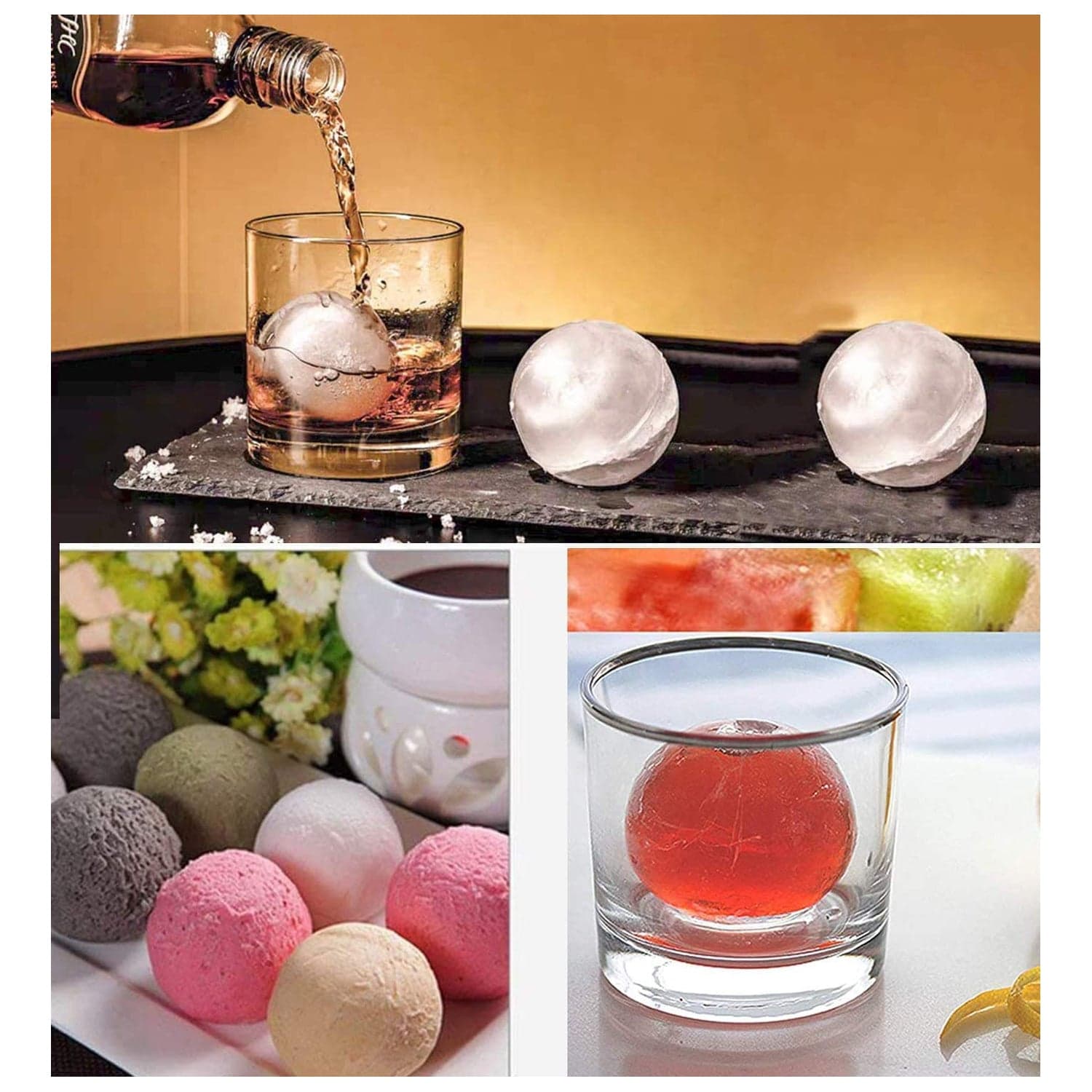 Ice Trays for Freezer Whiskey Ice Cube Plastic Ball Maker Mold Sphere Mould 4 Holes New Ice Balls Party Brick Round Tray Bar Tool ice for Whiskey thumbnail 5