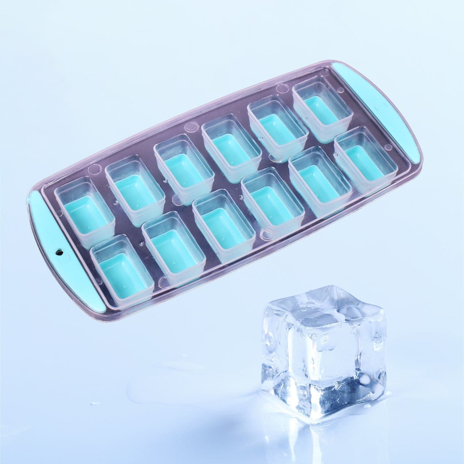 12-Grid Silicone Ice Cube Tray - Food-Grade Square Ice Maker, Easy Release Bottom thumbnail 1