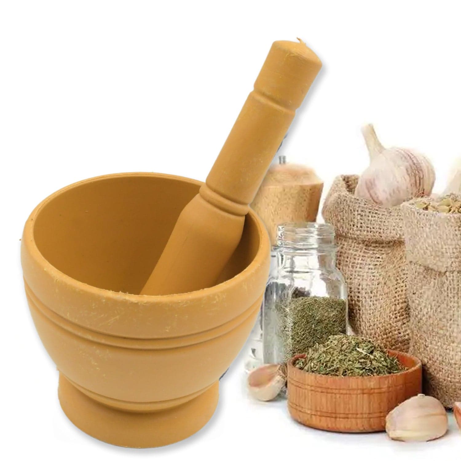 Mortar and Pestle Spice Grinder - Traditional Khalbatta for Kitchen Herb & Spice Preparation thumbnail 7
