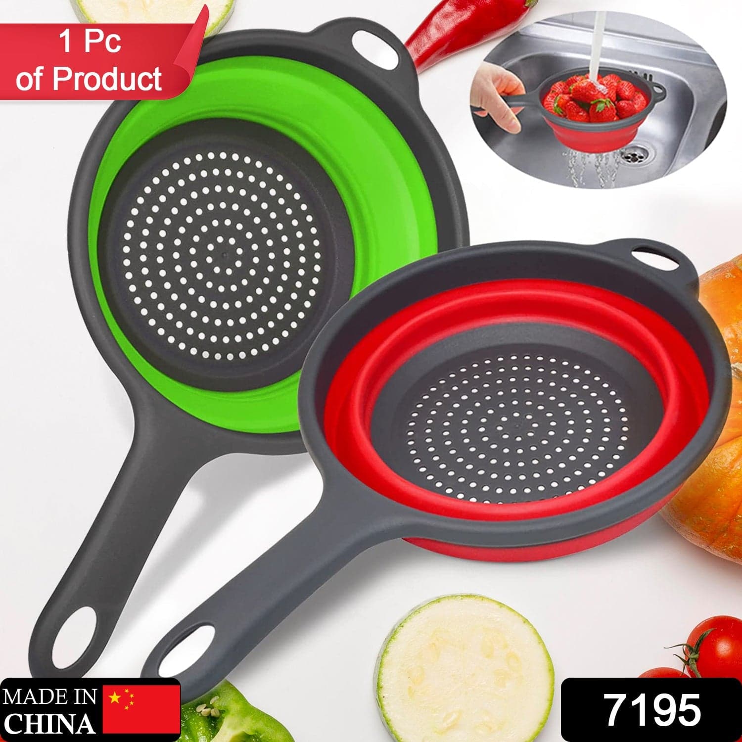 Foldable Silicone Colander for Fruit & Veggies thumbnail 2