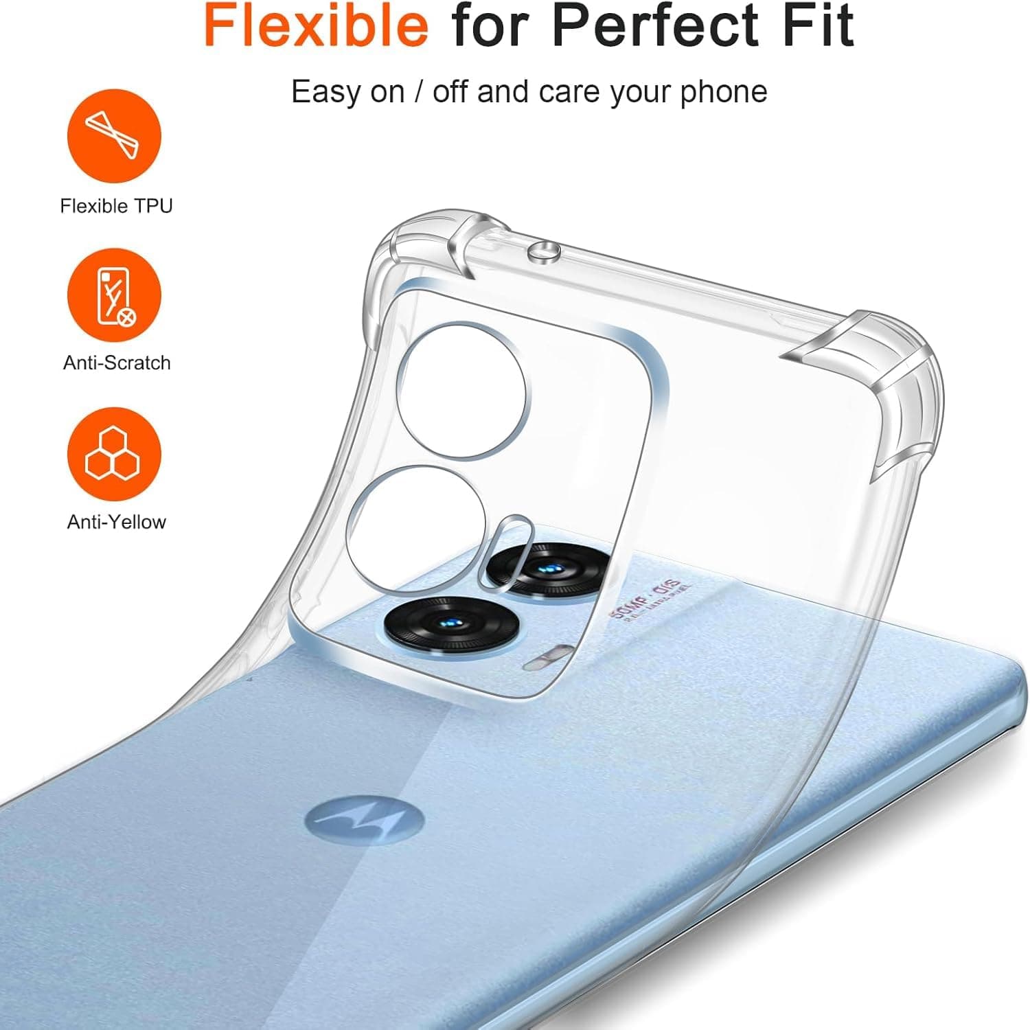 Transparent Shockproof Silicone Protective Back Cover For Motorola Edge 50 Fusion  thumbnail 4