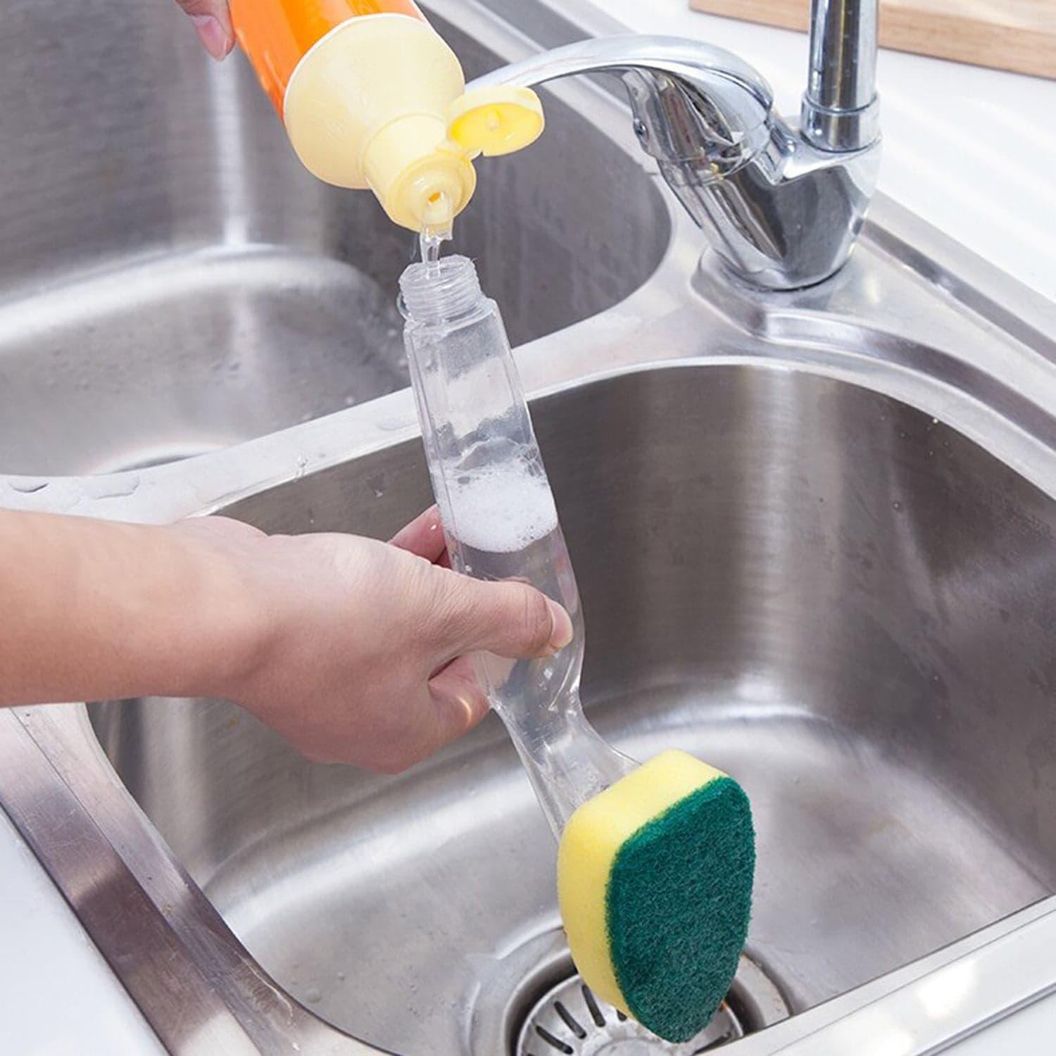 Liquid dispensing Scrub widely used for washing and cleaning utensils and all kitchen stuff to make them again clean and shiny. thumbnail 1