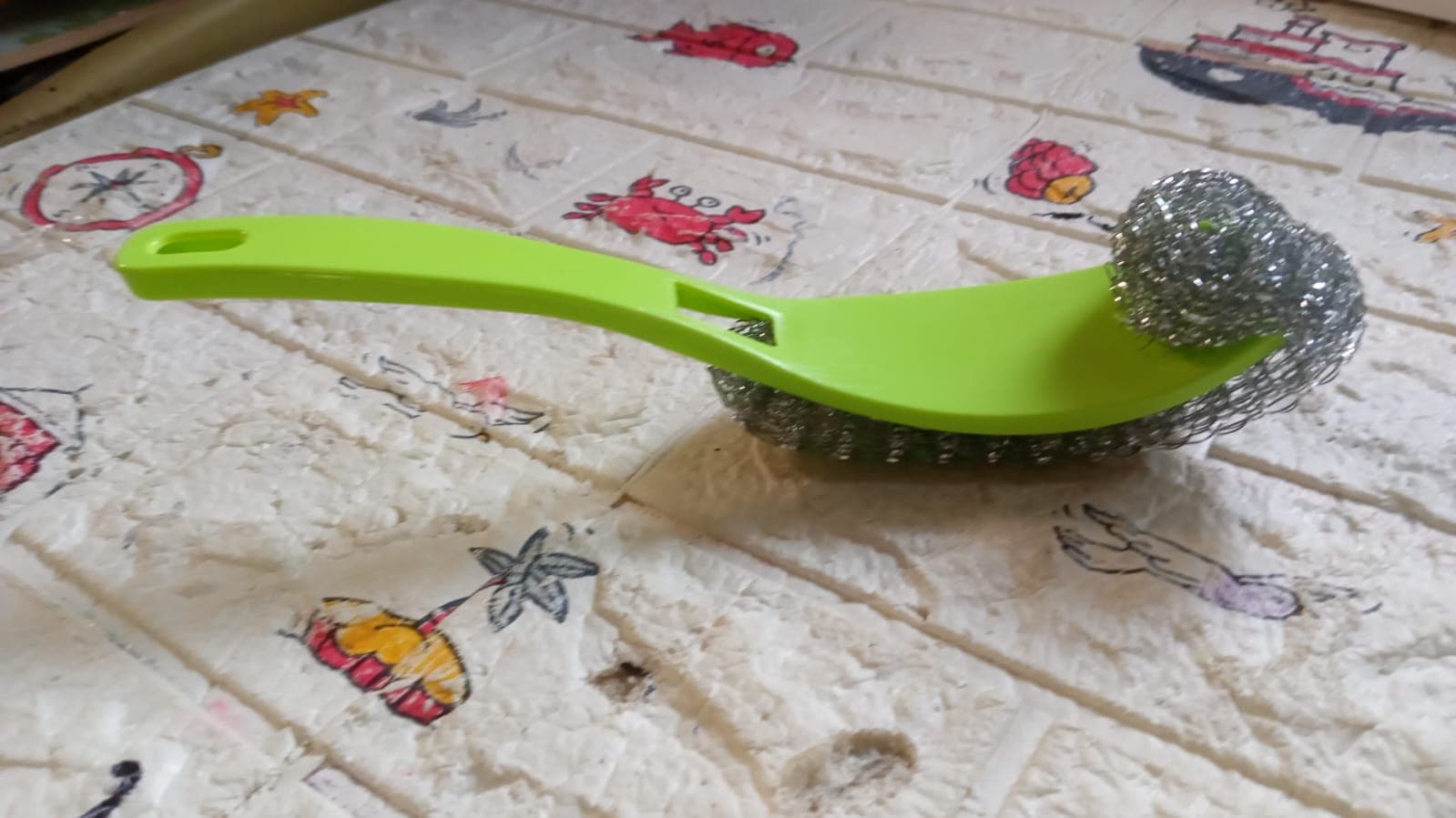 Wire Kitchen Washing Brush, Plastic Small Brush, Cleaning Brush, Bend Handle Pot Washing Brush (2 Pc) thumbnail 7