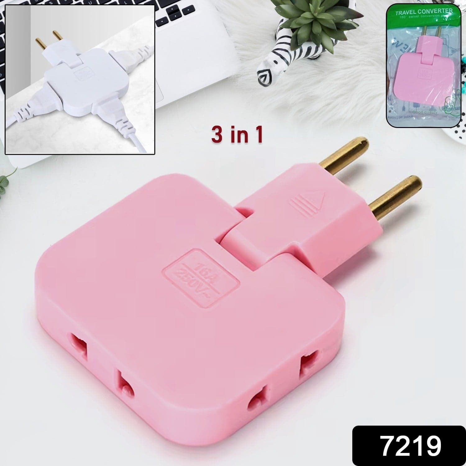Wireless 3 in 1 Foldable Wall Plug Adapter / Socket / Converter (1 Pc) thumbnail 2
