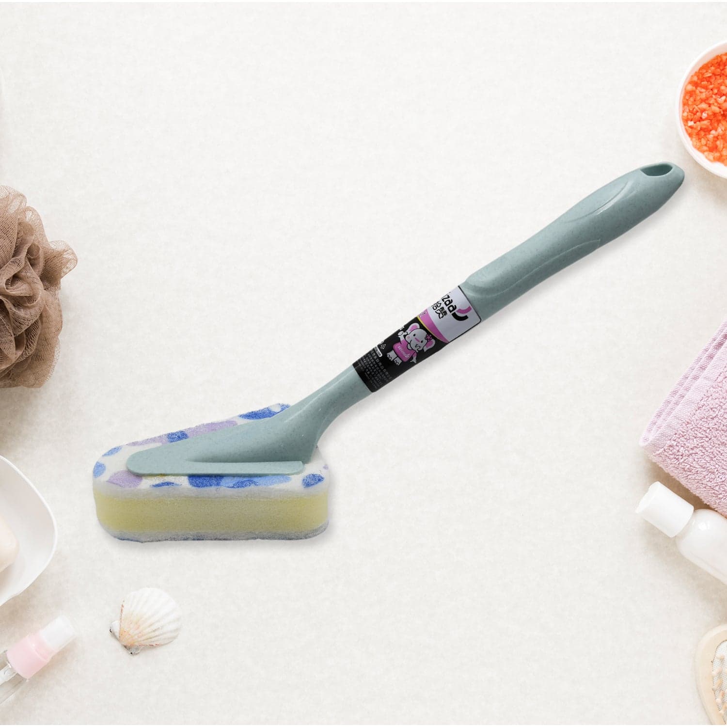 Triangular Sponge Brush of Long Handle Multipurpose Kitchen & Bathroom Cleaning Tool thumbnail 5