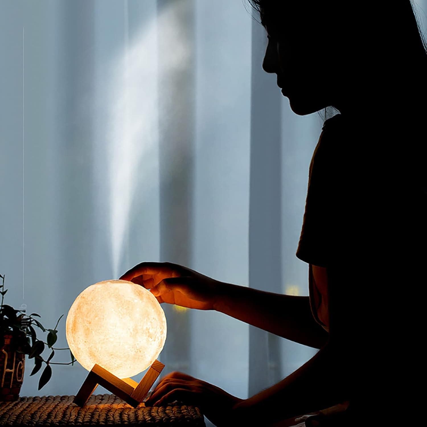 3D 2 in 1 LED Printed Moon Lamp & Aroma Diffuser (1 Pc) thumbnail 7