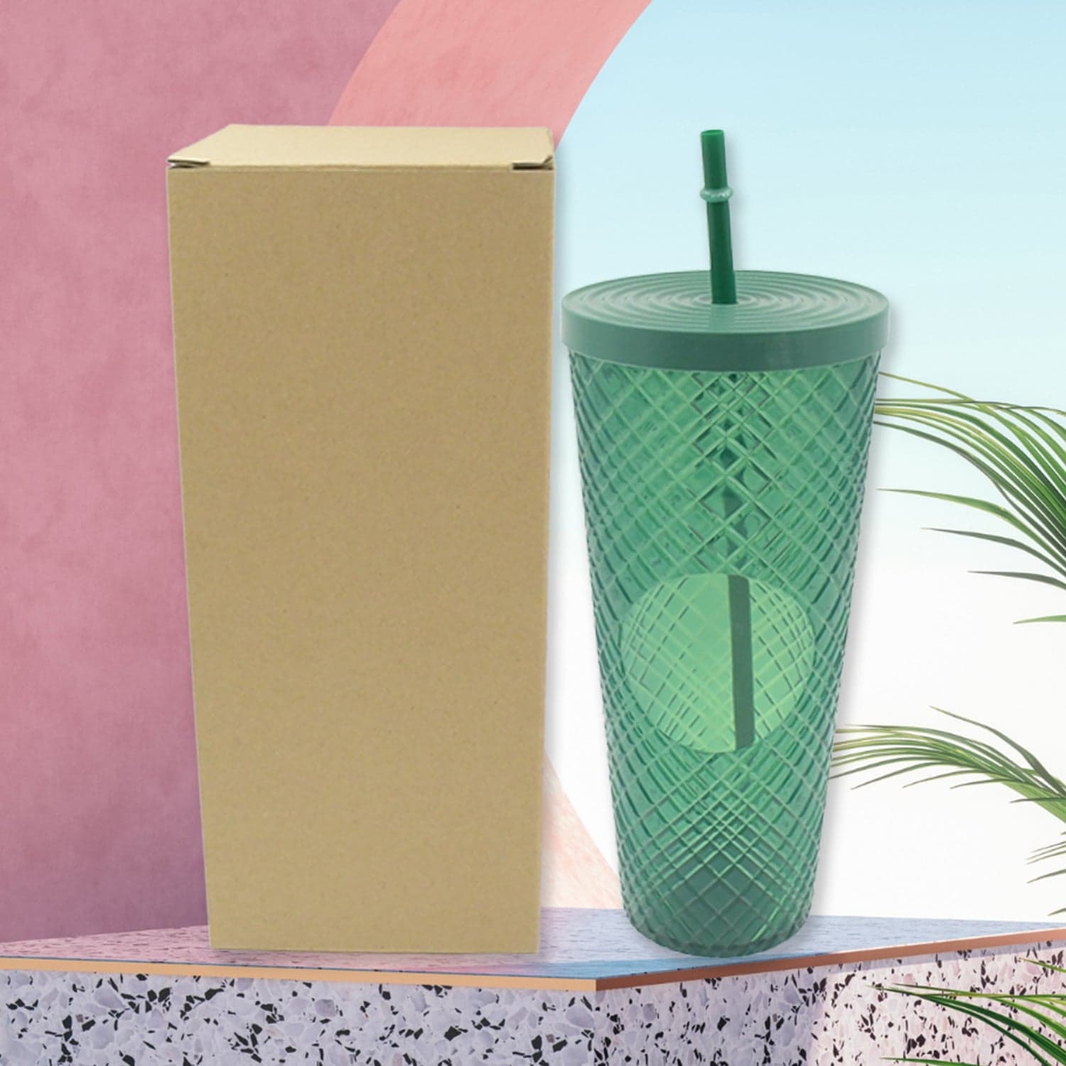 Cup With Straw & Led Lighting Reusable Matte Studded Tumbler With Leak Proof Lid Bpa Free (1 Pc) thumbnail 6