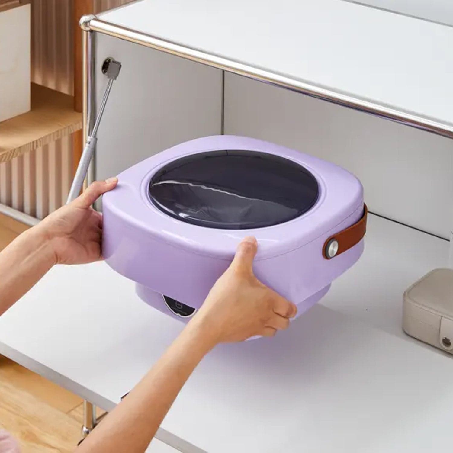 Mini Washing Machine Foldable Mini Washer with Drain Basket Portable Washing Machine Foldable for Laundry Travel Camping RV Baby Clothes thumbnail 5