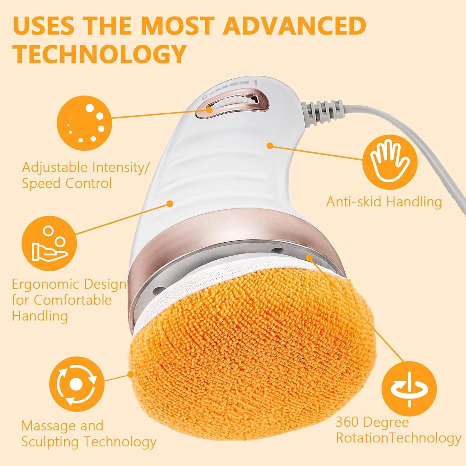 Body Sculpting Massager With 3 Pads, Adjustable Speed, Handheld Electric Massager For Full Body (1 Pc) thumbnail 7