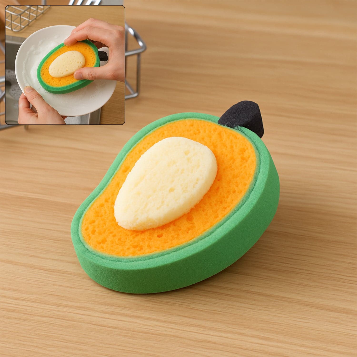 Multipurpose Mango Dish Sponge: Cleans Kitchen & Bath (Soft & Durable, 1 Pc) thumbnail 1