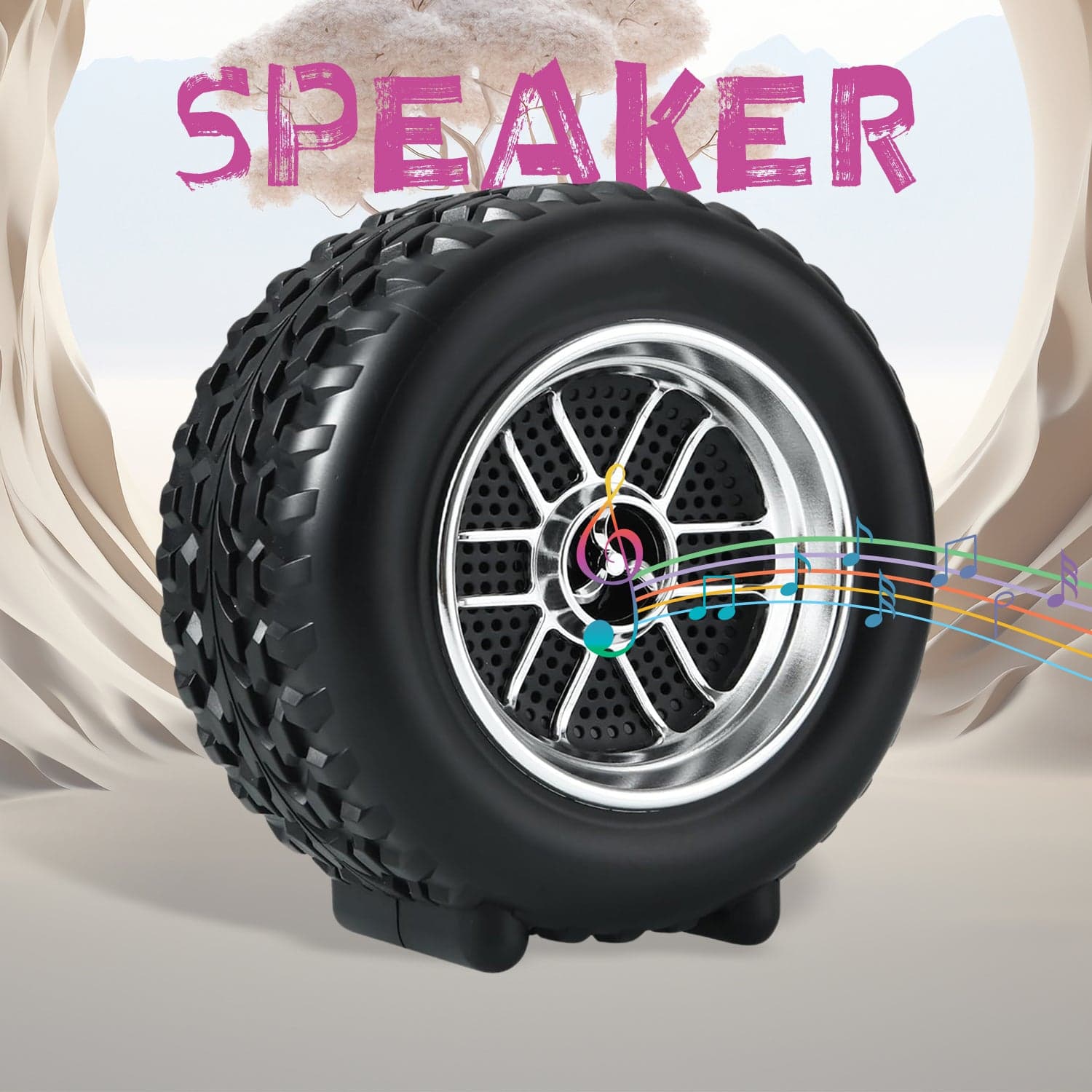 Portable Tyre / Wheel Shape Wireless Bluetooth Speaker (1 Pc) thumbnail 3