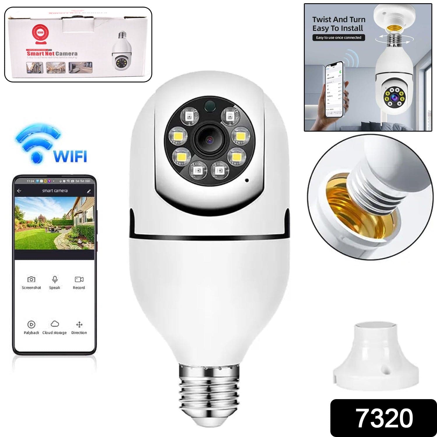 V380 Pro Fisheye 360 Degree Panoramic Wireless WiFi IP CCTV Security Camera (Pack of 1) thumbnail 2