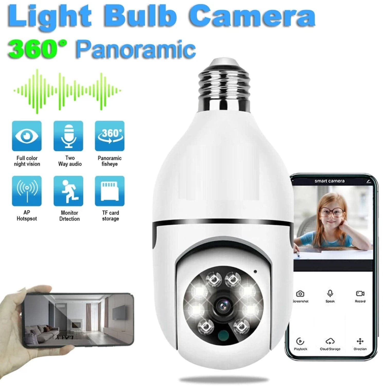 V380 Pro Fisheye 360 Degree Panoramic Wireless WiFi IP CCTV Security Camera (Pack of 1) thumbnail 4
