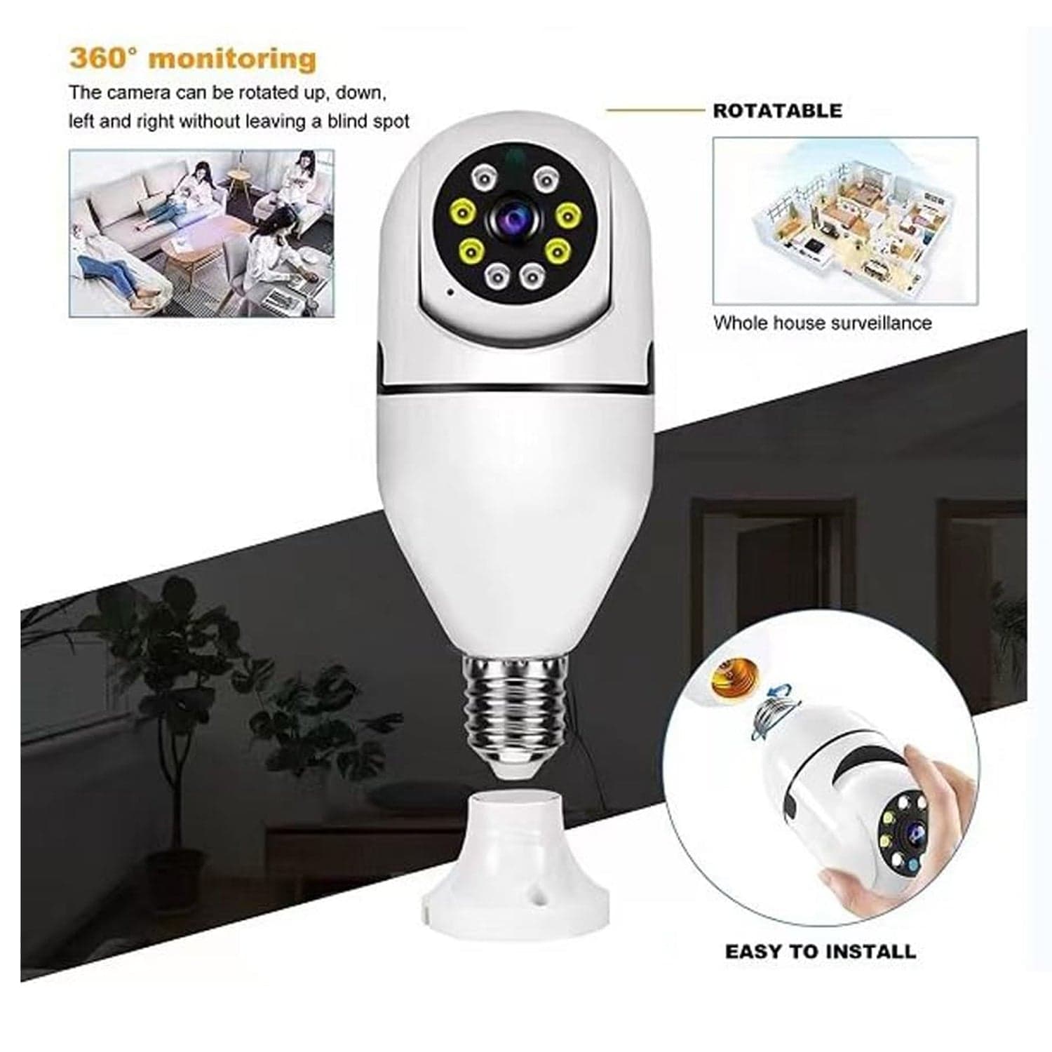 V380 Pro Fisheye 360 Degree Panoramic Wireless WiFi IP CCTV Security Camera (Pack of 1) thumbnail 8