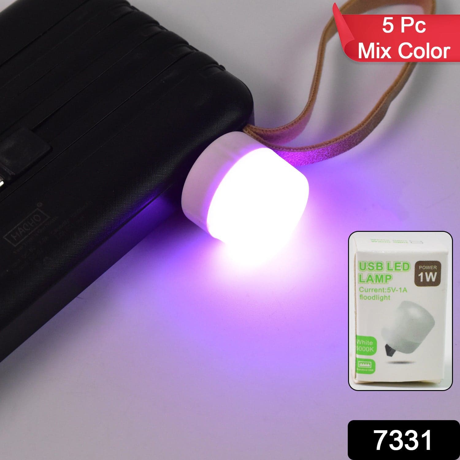 USB LED LAMP Night Light, Mini Portable for PC and Laptop (5 pcs Set / Mix Color) thumbnail 2