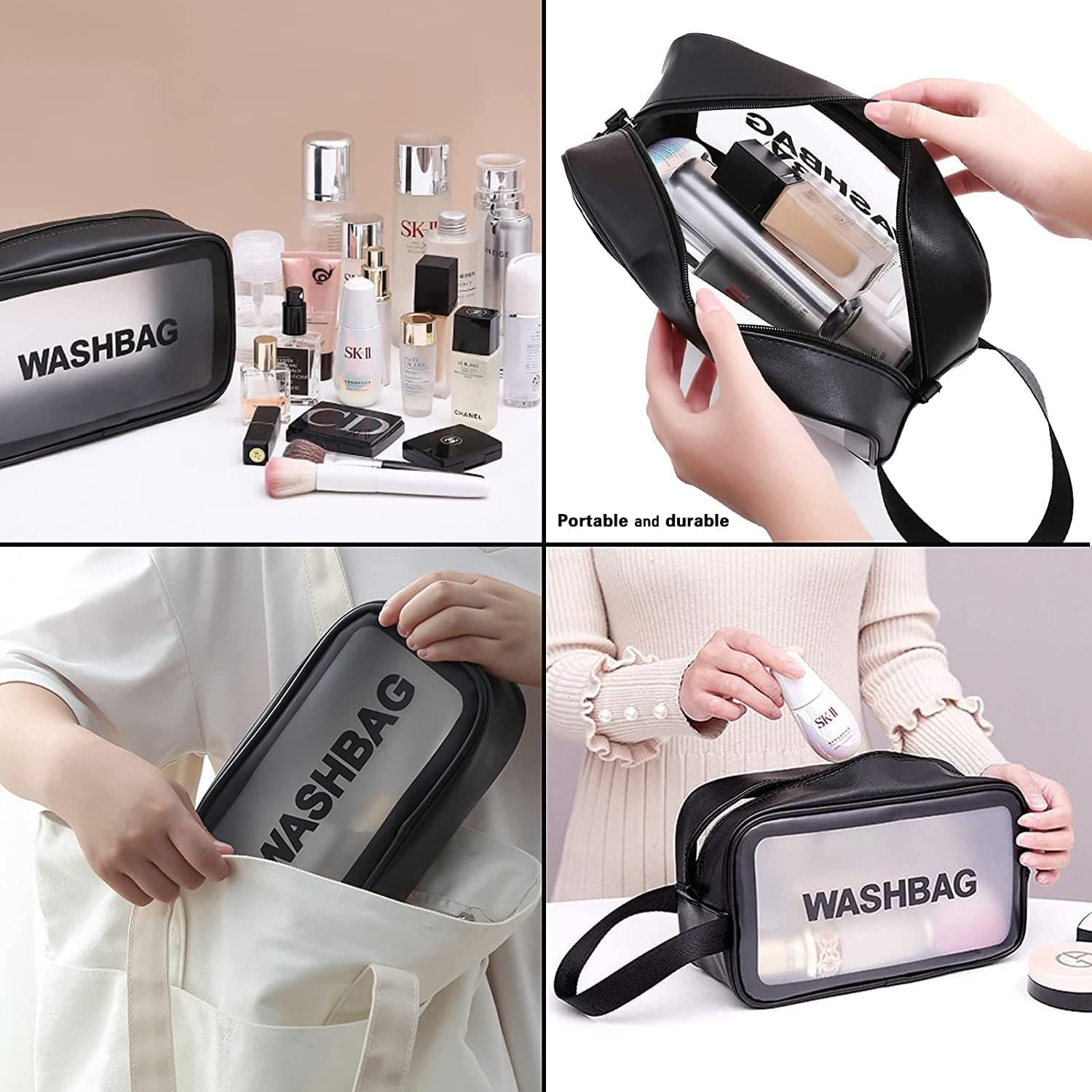 Medium Zippered Cosmetic Pouch, Toiletry Bag for Cosmetics (1 Pc) thumbnail 7