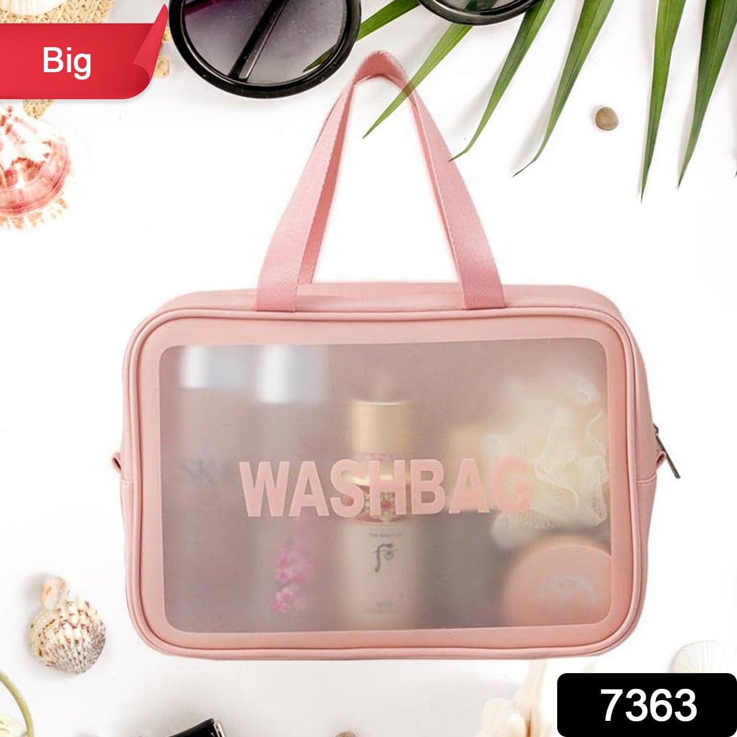 Big Zippered Cosmetic Pouch, Toiletry Bag for Cosmetics (1 Pc) thumbnail 2