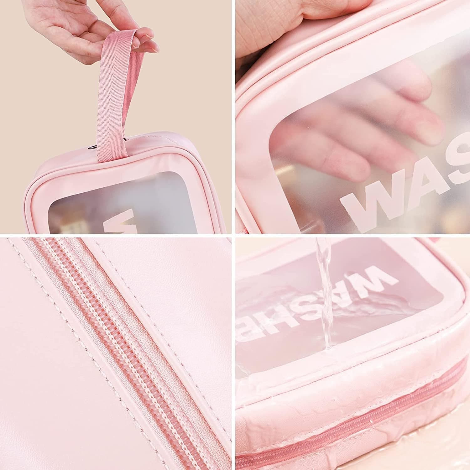 Big Zippered Cosmetic Pouch, Toiletry Bag for Cosmetics (1 Pc) thumbnail 3