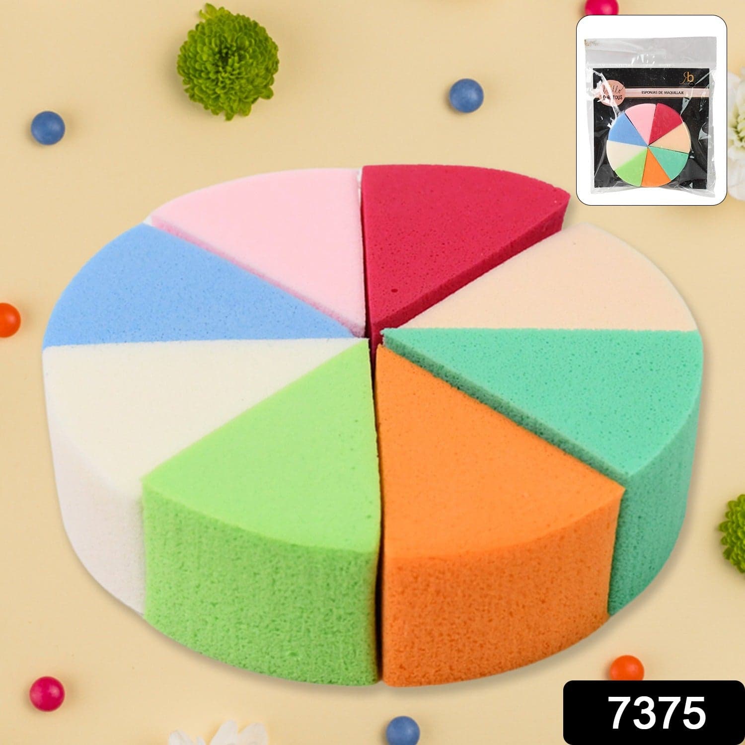 Makeup Sponge Triangle Shaped Mix Colour Cosmetic Puff (8 Pcs Set) thumbnail 2