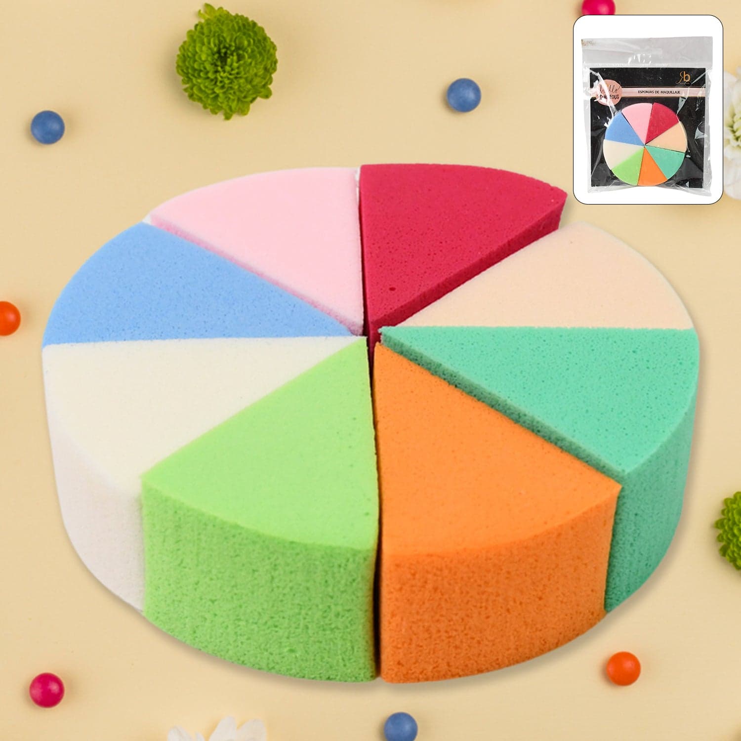 Makeup Sponge Triangle Shaped Mix Colour Cosmetic Puff (8 Pcs Set) thumbnail 7